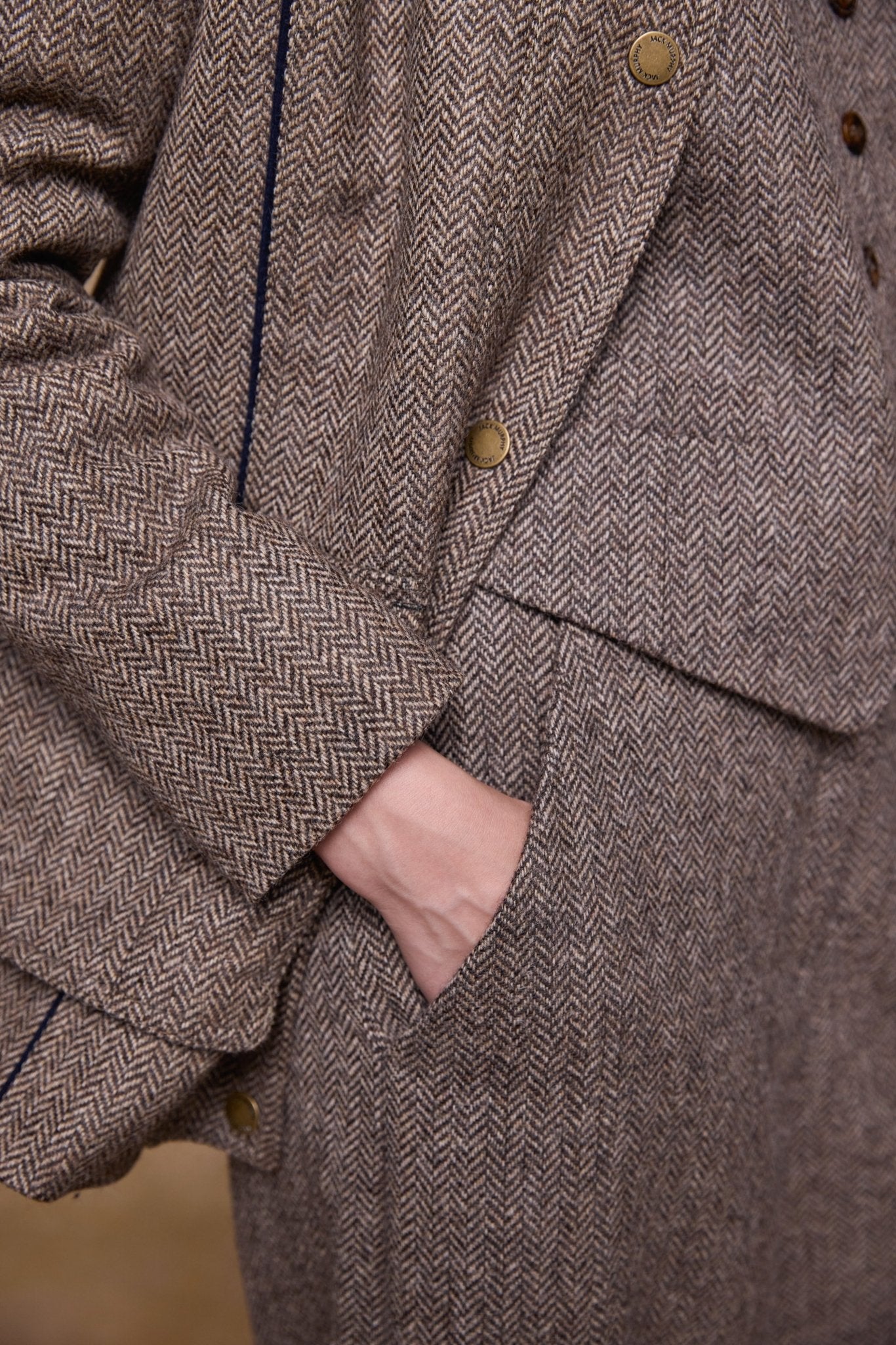 Jack Murphy Clothing - Aine Tweed Jacket - Light Tan Herringbone - Tweed
