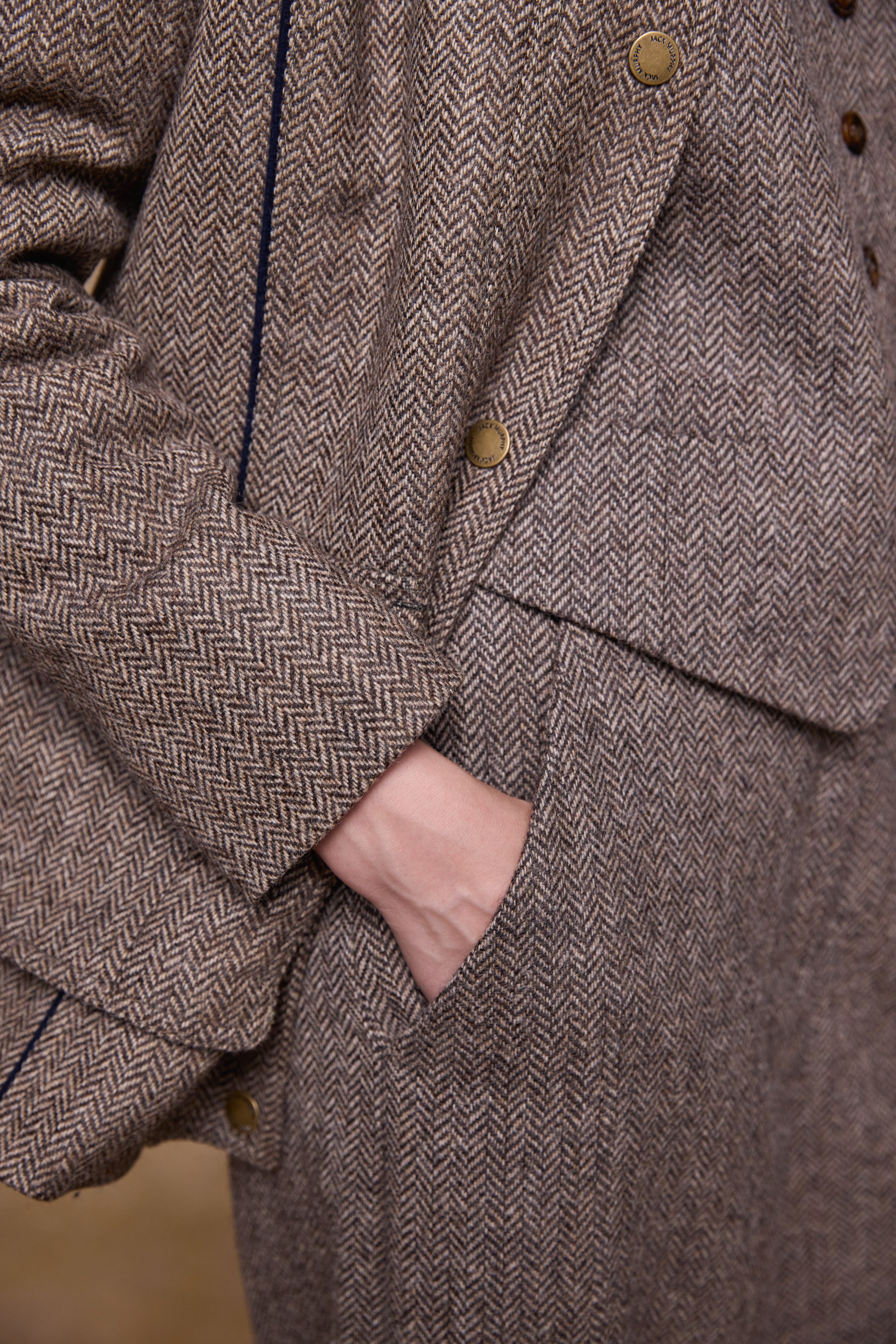 Aine Tweed Jacket - Light Tan Herringbone