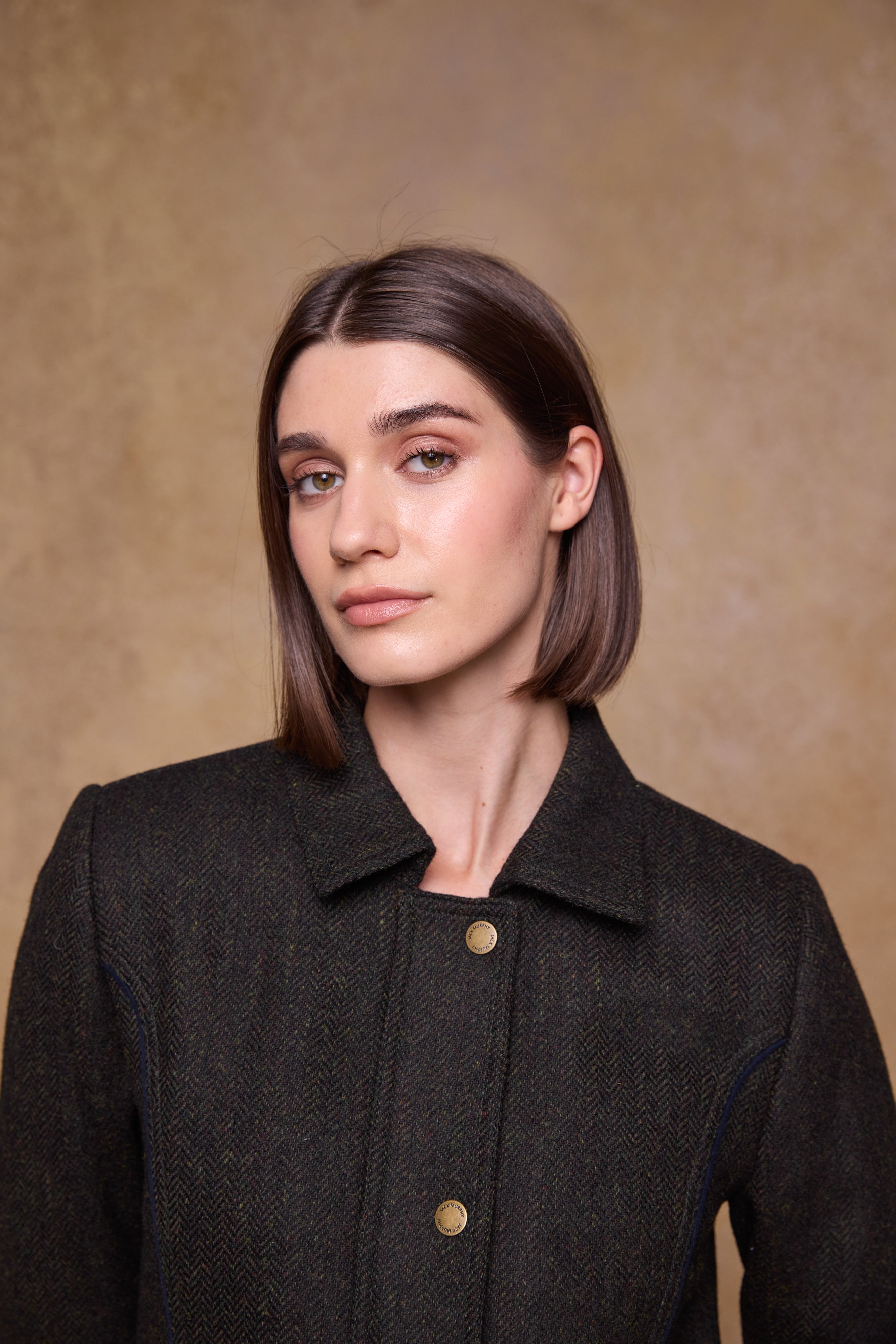 Aine Tweed Jacket - Deep Green Herringbone