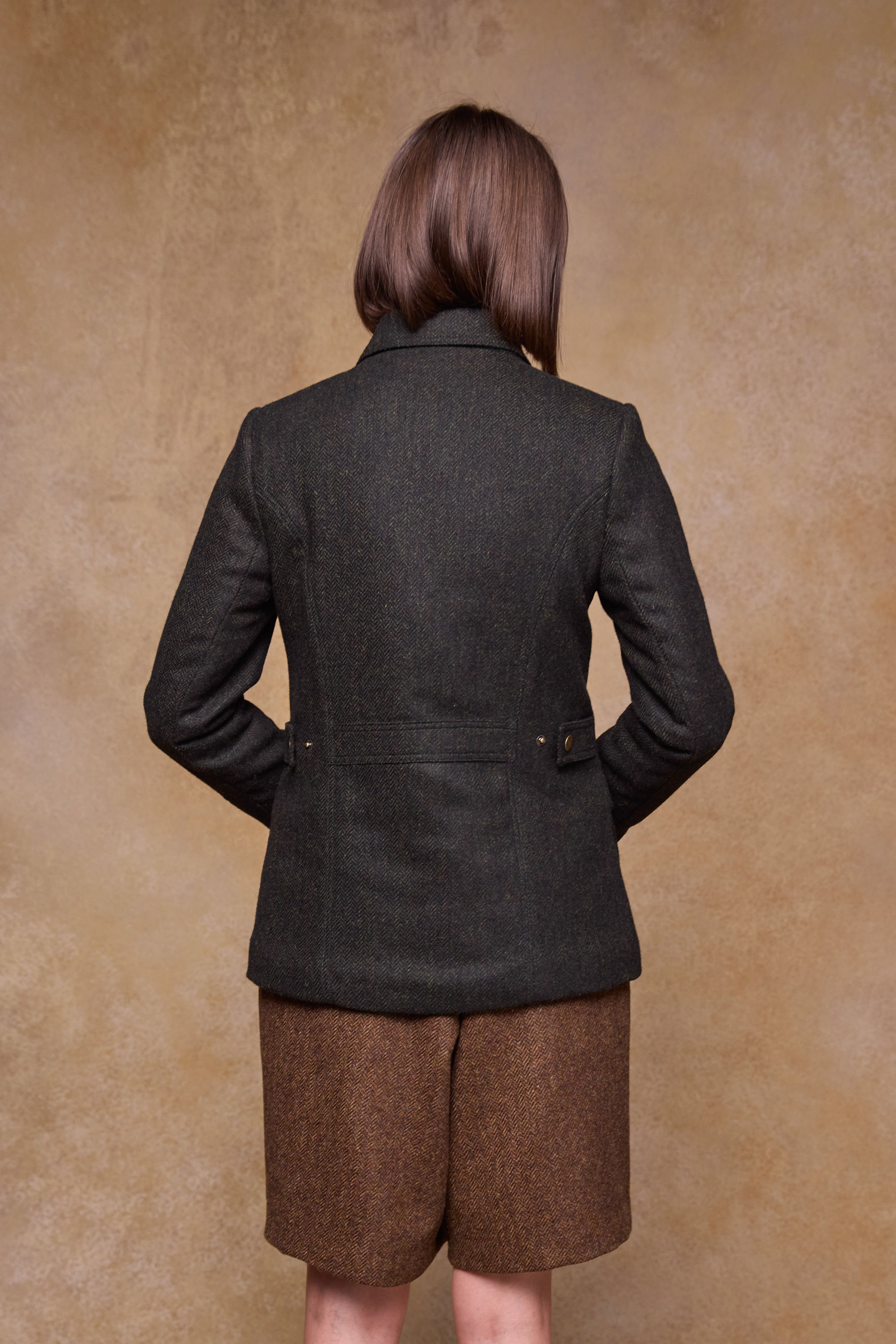 Aine Tweed Jacket - Deep Green Herringbone