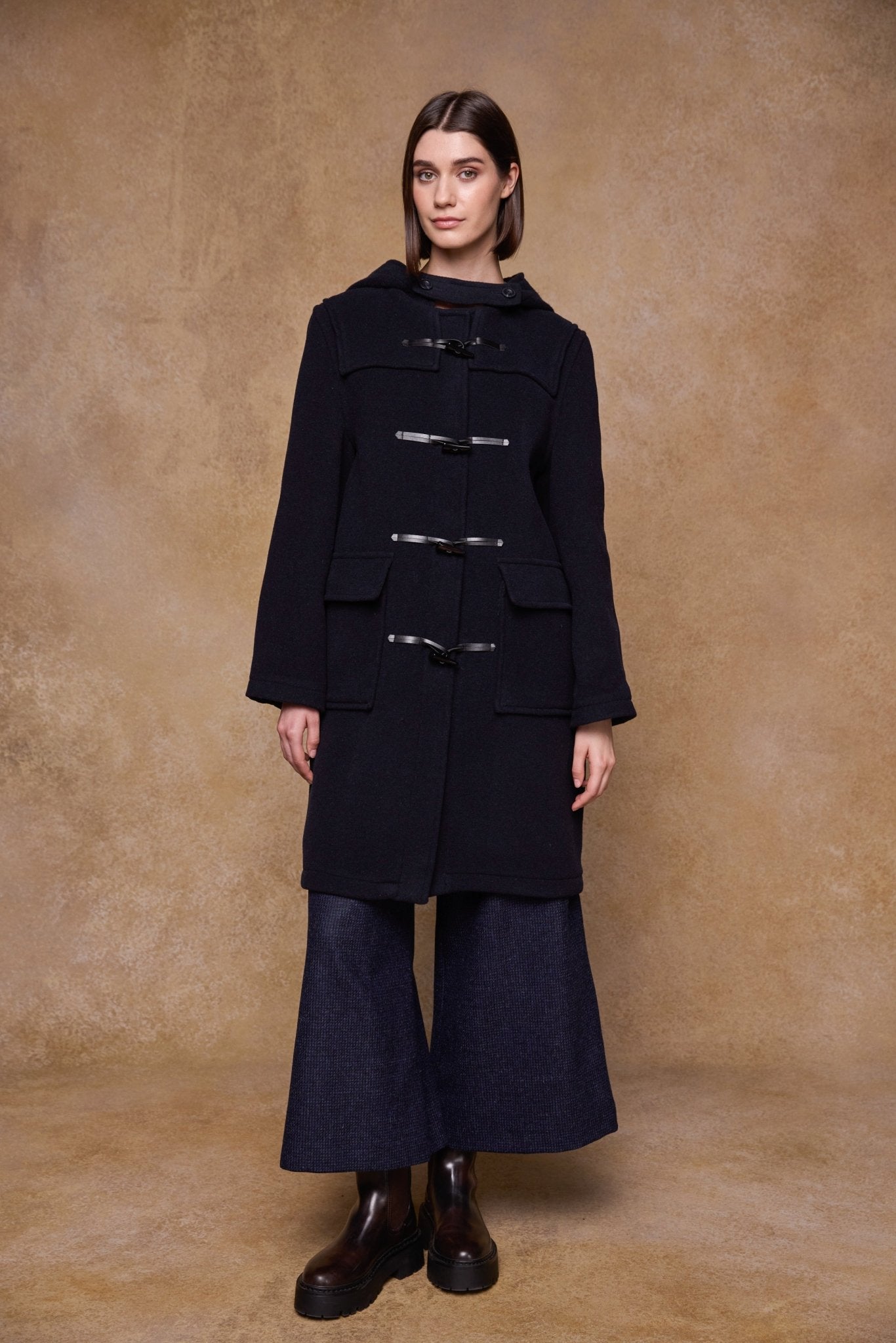 Jack Murphy Clothing - Alex Wool Duffle Coat - Navy - Tweed