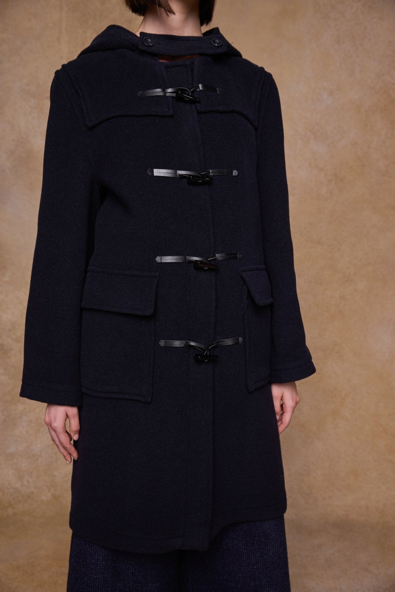 Jack Murphy Clothing - Alex Wool Duffle Coat - Navy - Tweed