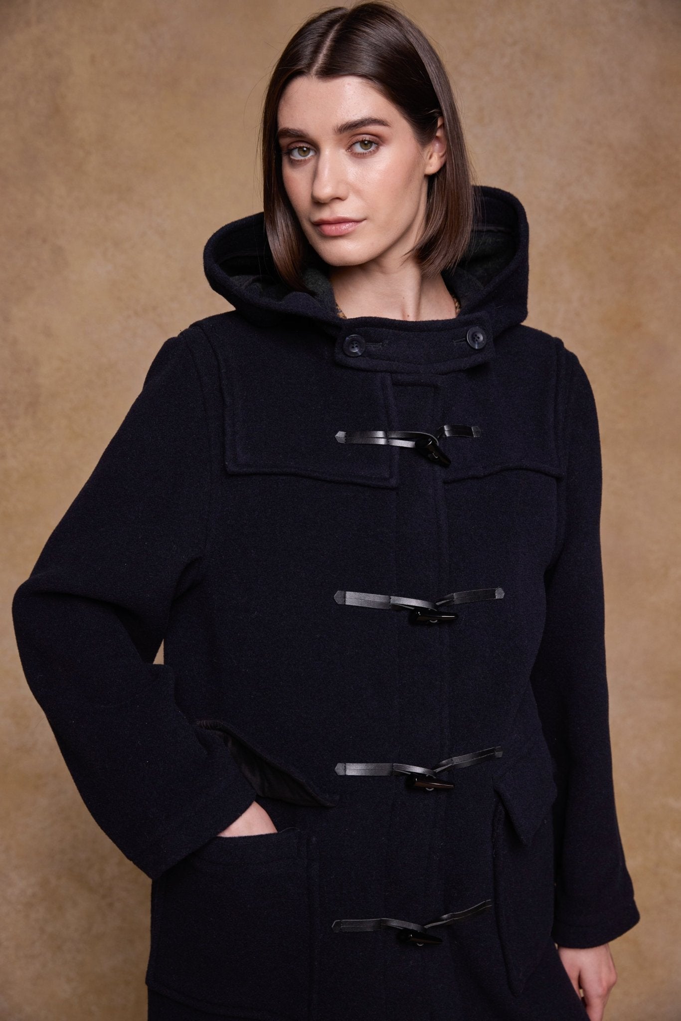 Jack Murphy Clothing - Alex Wool Duffle Coat - Navy - Tweed