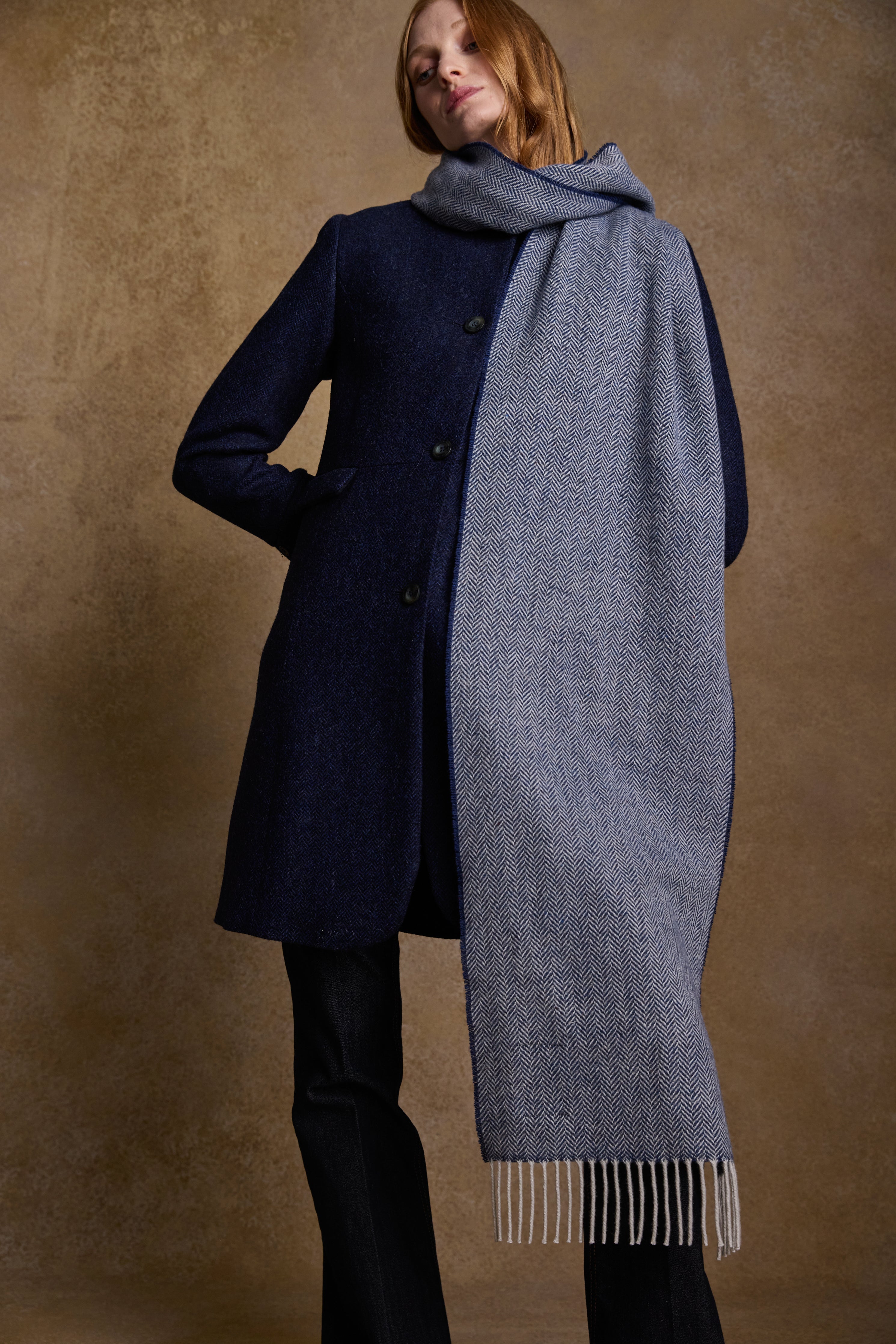 Écharpe en laine Bonnie - Bleu marine