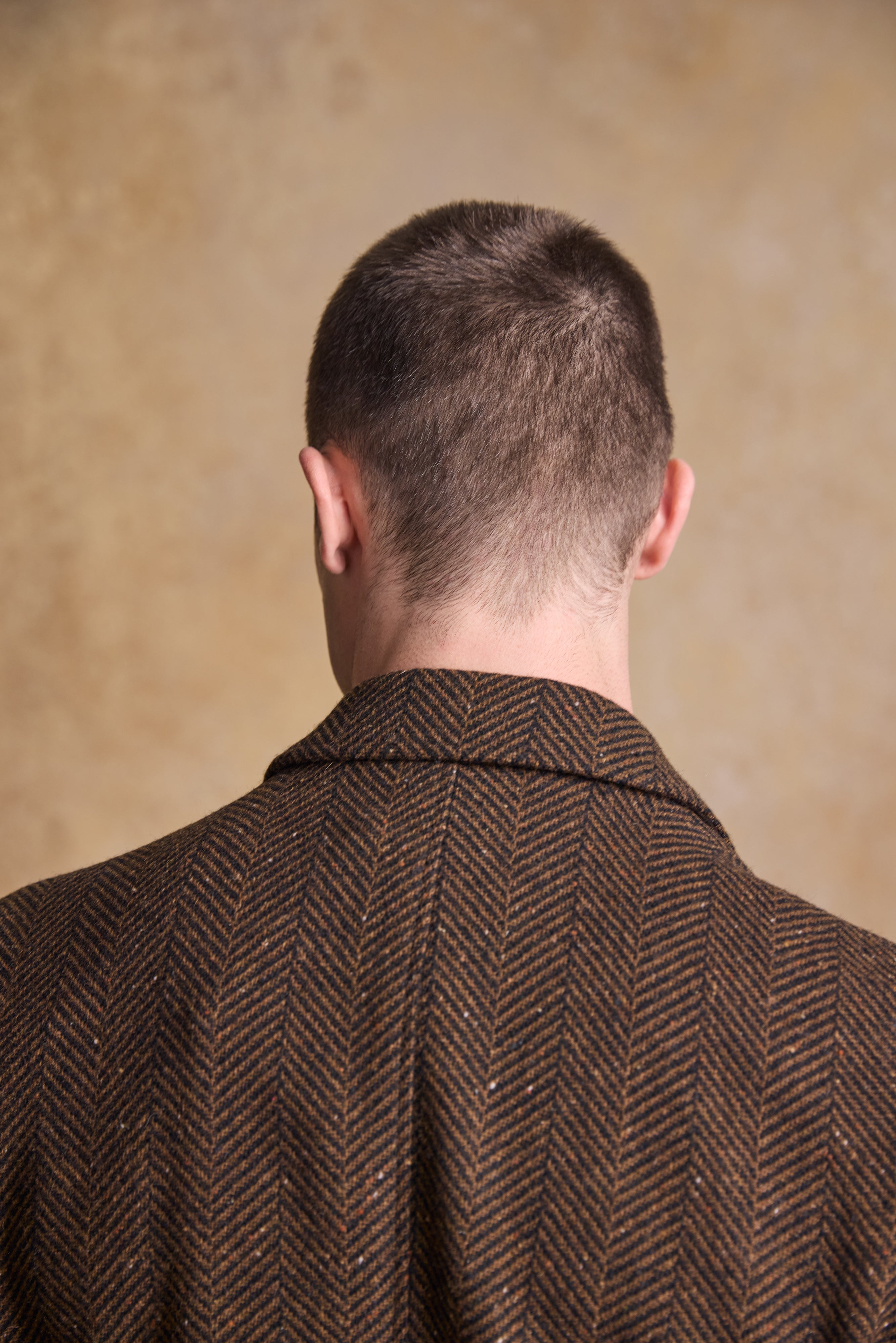Owen Tweed Coat - Olivgrünes breites Fischgrätenmuster
