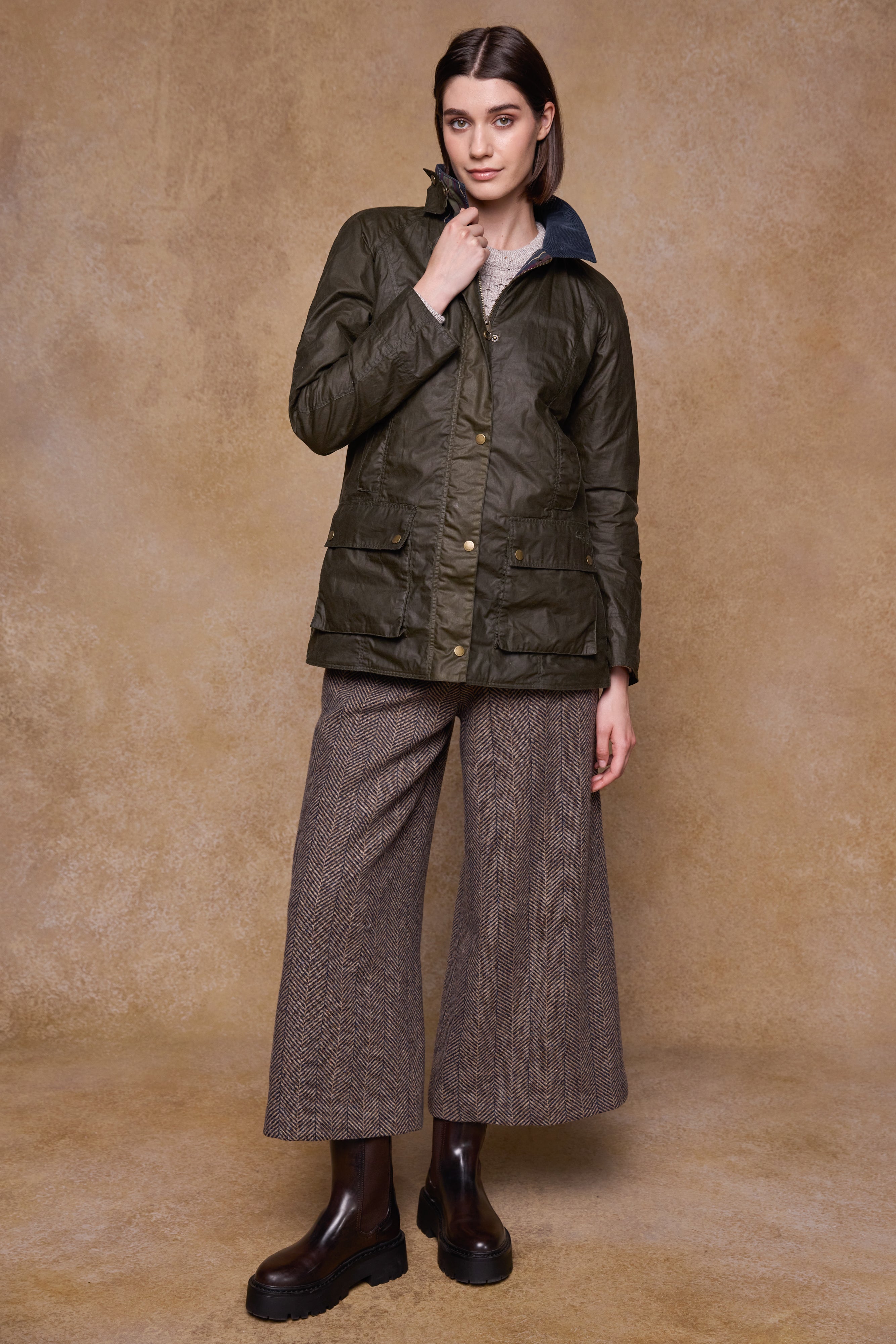 Enya Tweed Culottes - Donegal Wheat Herringbone