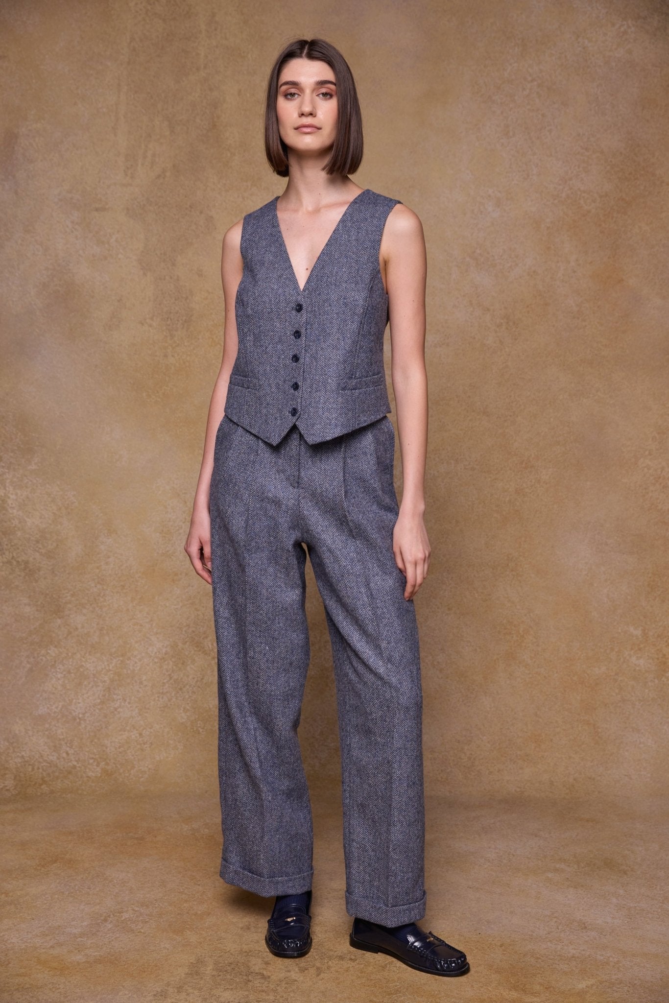 Jack Murphy Clothing - Faye Tweed Trousers - Denim Herringbone - Tweed