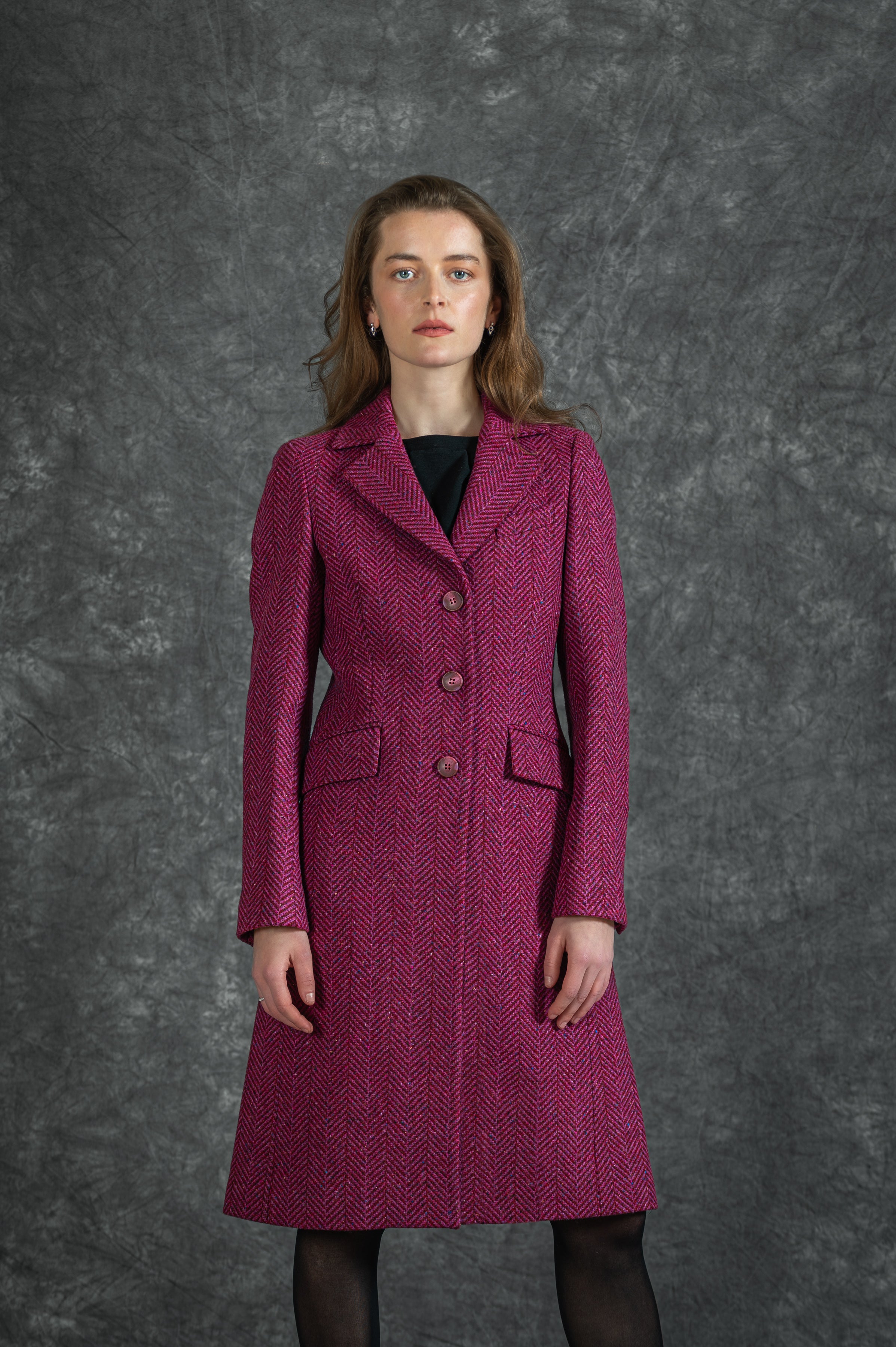 Manteau en tweed Deirdre - Rose sauvage du Burren