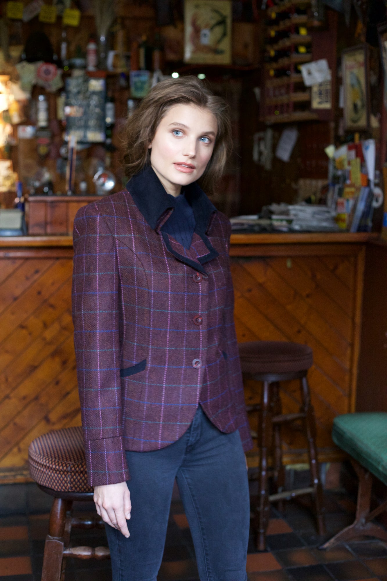 Emer Tweed Jacket - Winter Berry Check - Jack Murphy Ireland