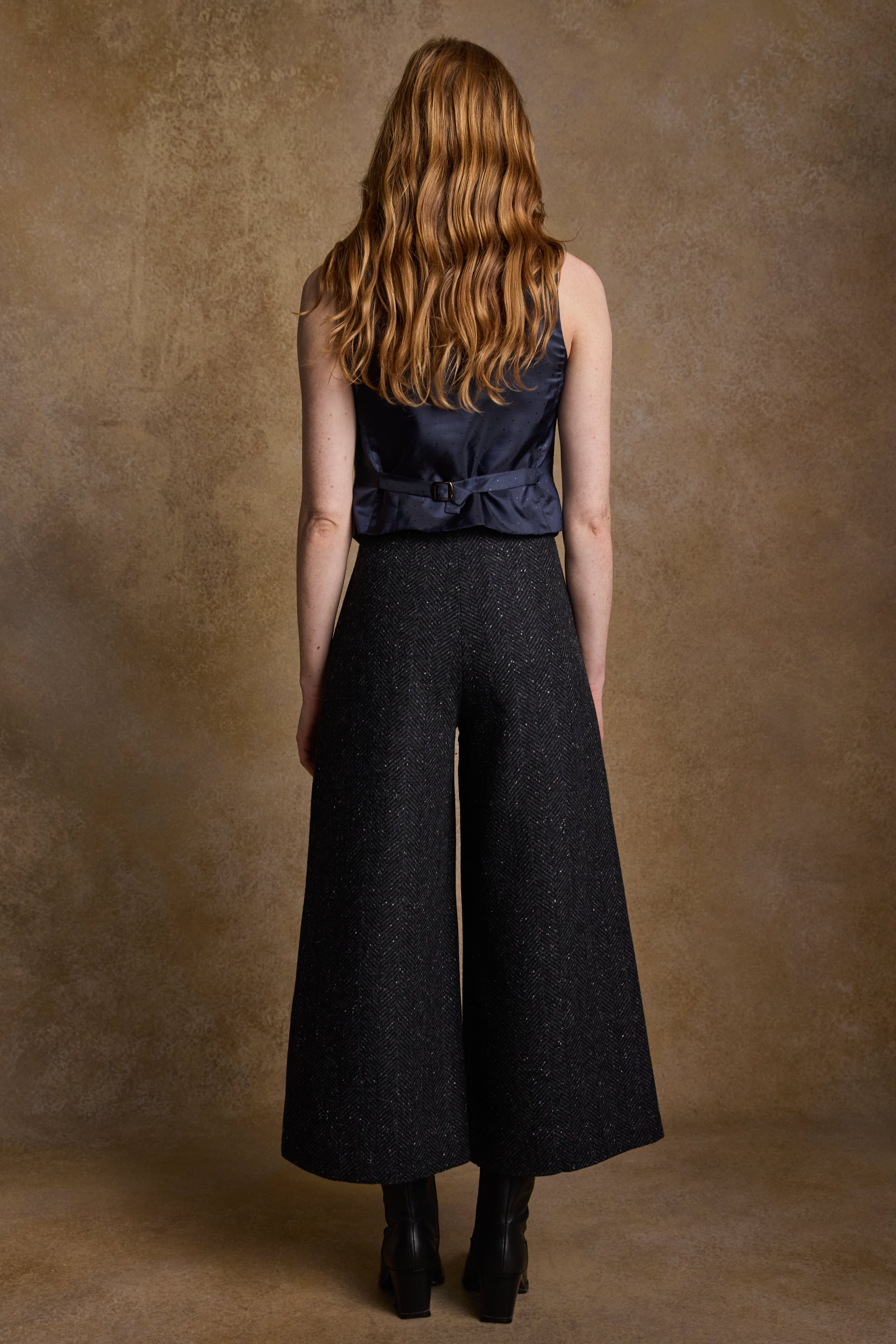 Enya Tweed Culottes - Donegal Grey Herringbone