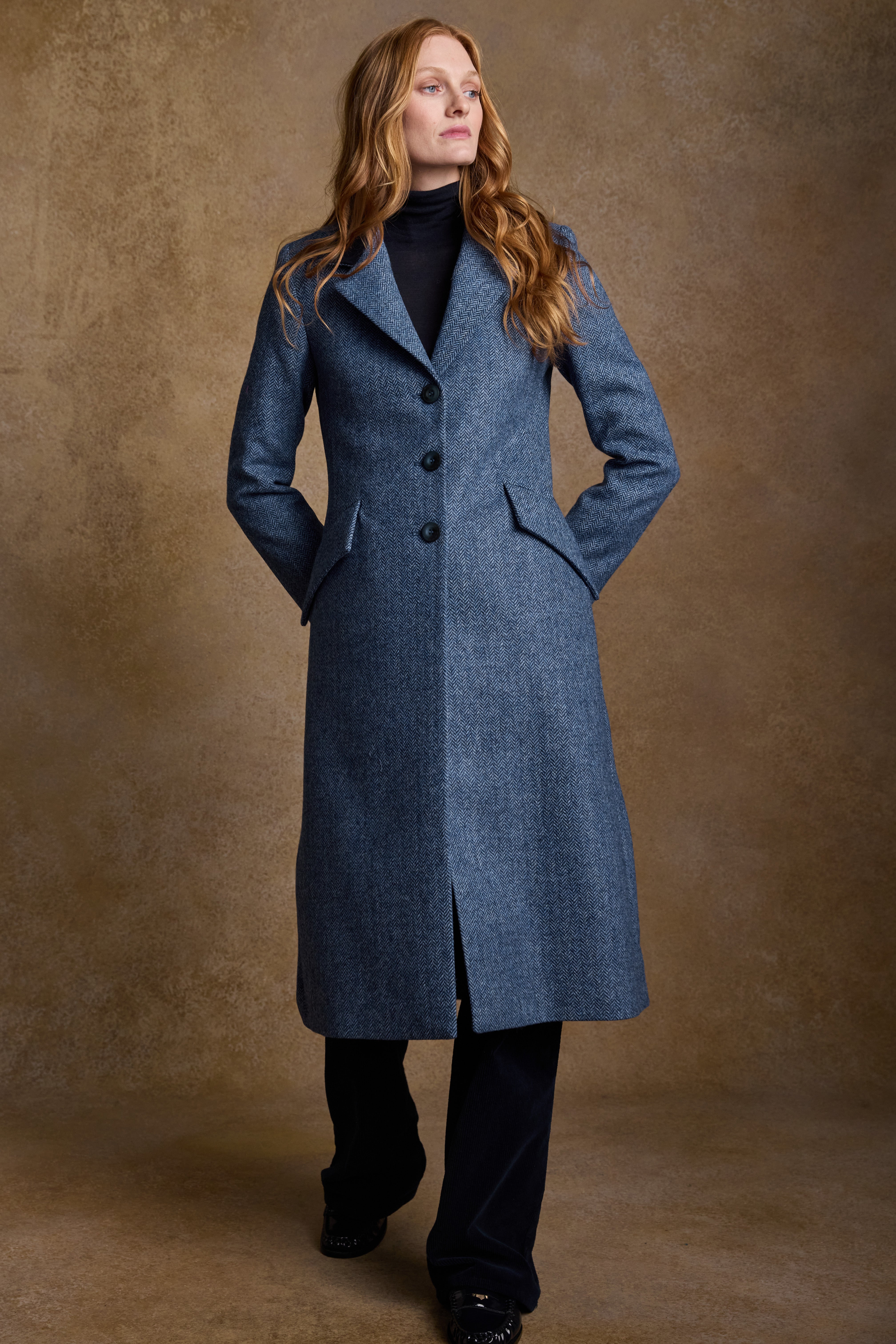 Helene London Women's Blue Tweed Coat newest Size M