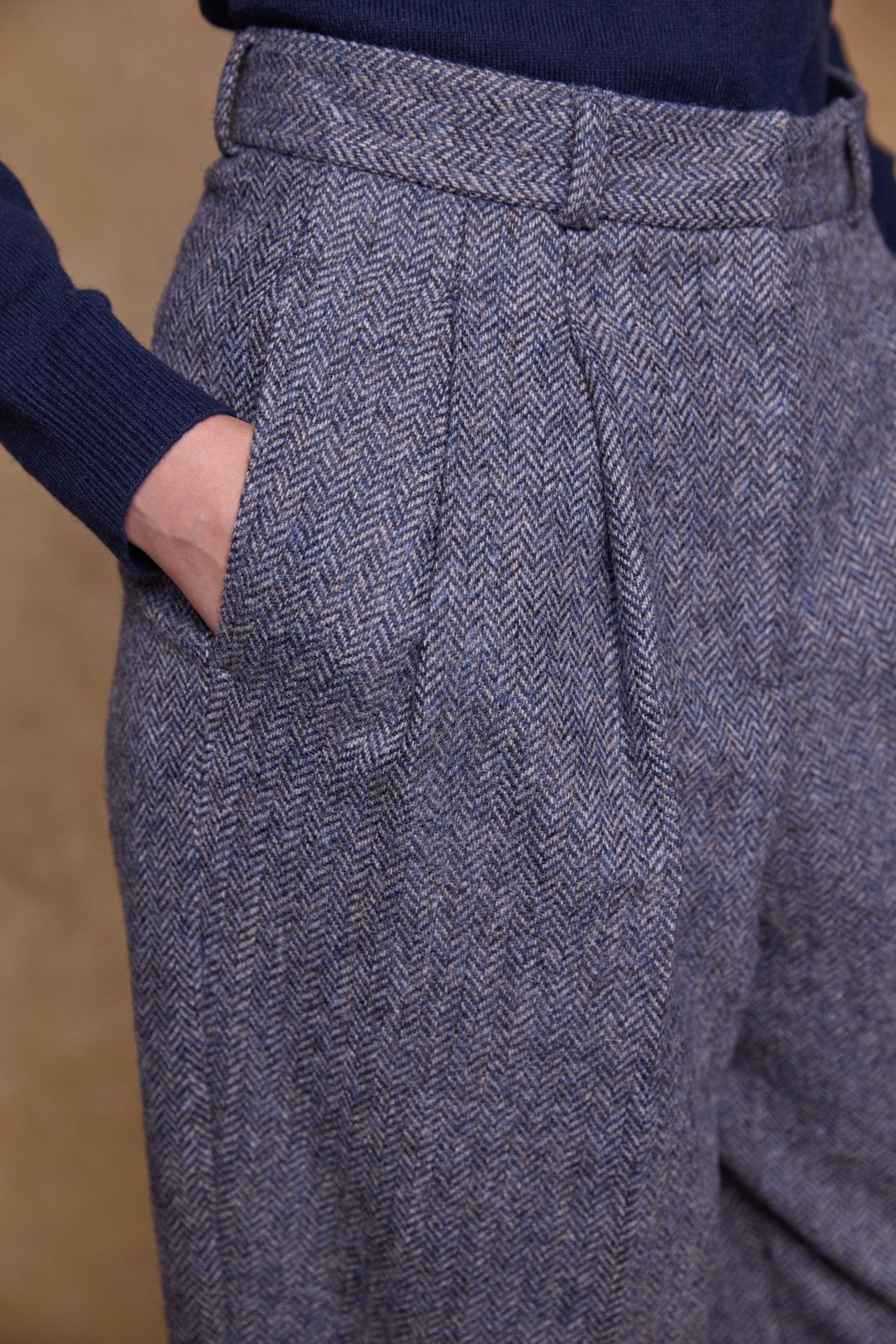 Jack Murphy Clothing - Faye Tweed Trousers - Denim Herringbone - Tweed