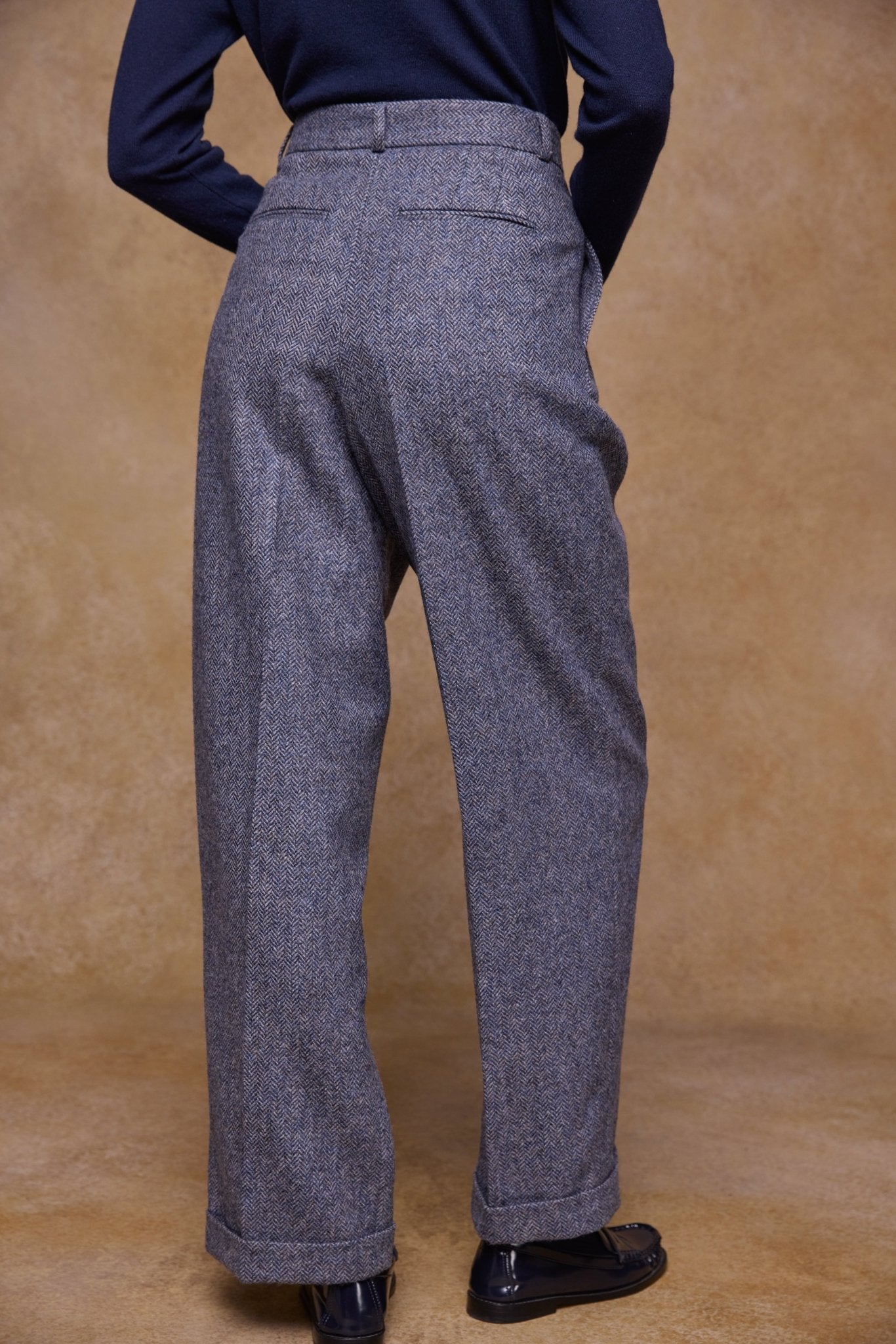 Faye Tweed Trousers - Denim Herringbone