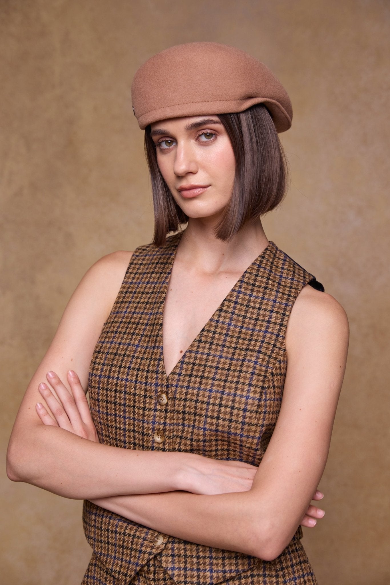 Jack Murphy Clothing - Galway Felt Flat Cap - Sandstone - Hats
