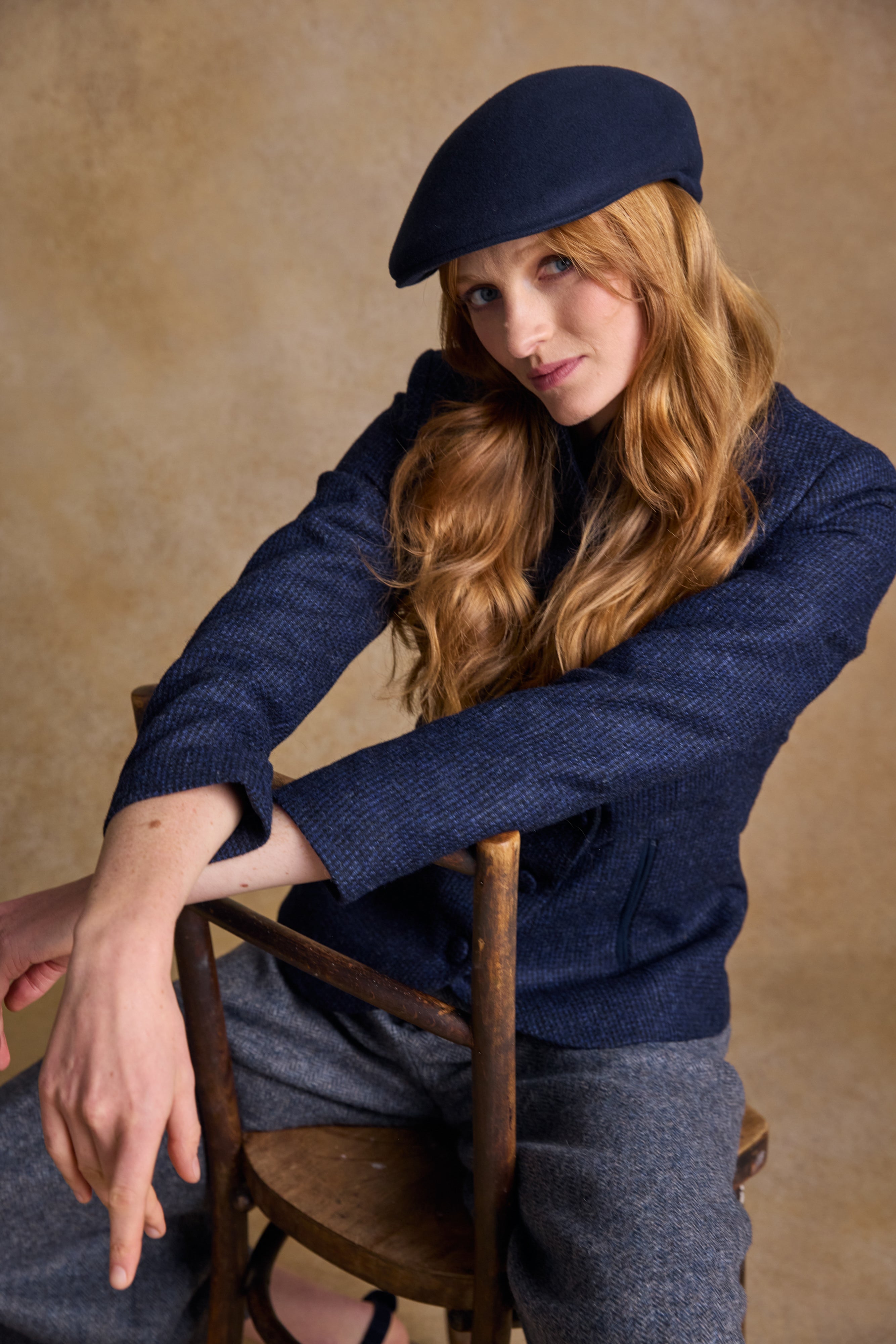 Galway Felt Flat Cap - True Navy