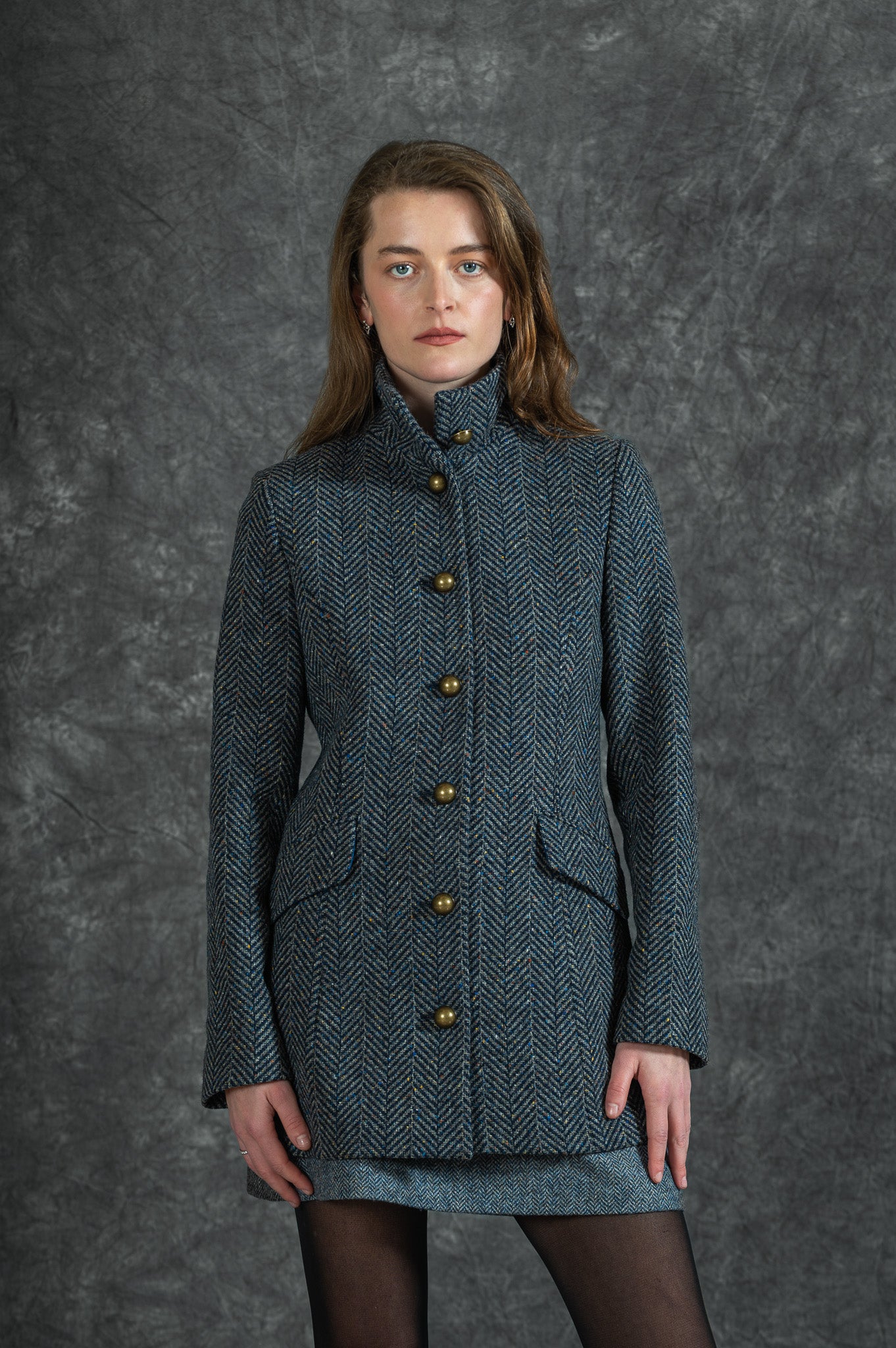 Grace Tweed Coat - Atlantic Mist