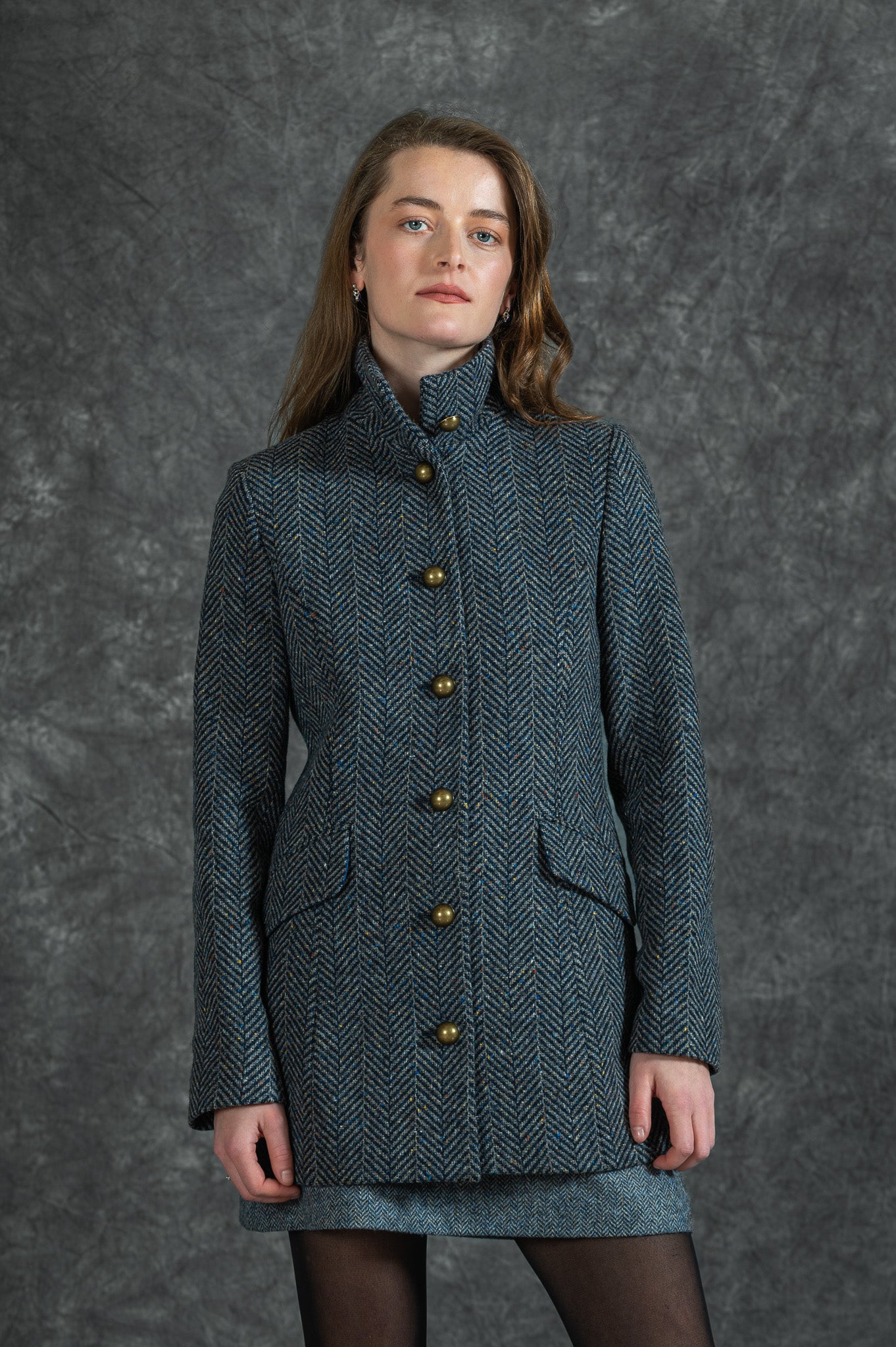 Grace Tweed Coat - Atlantic Mist