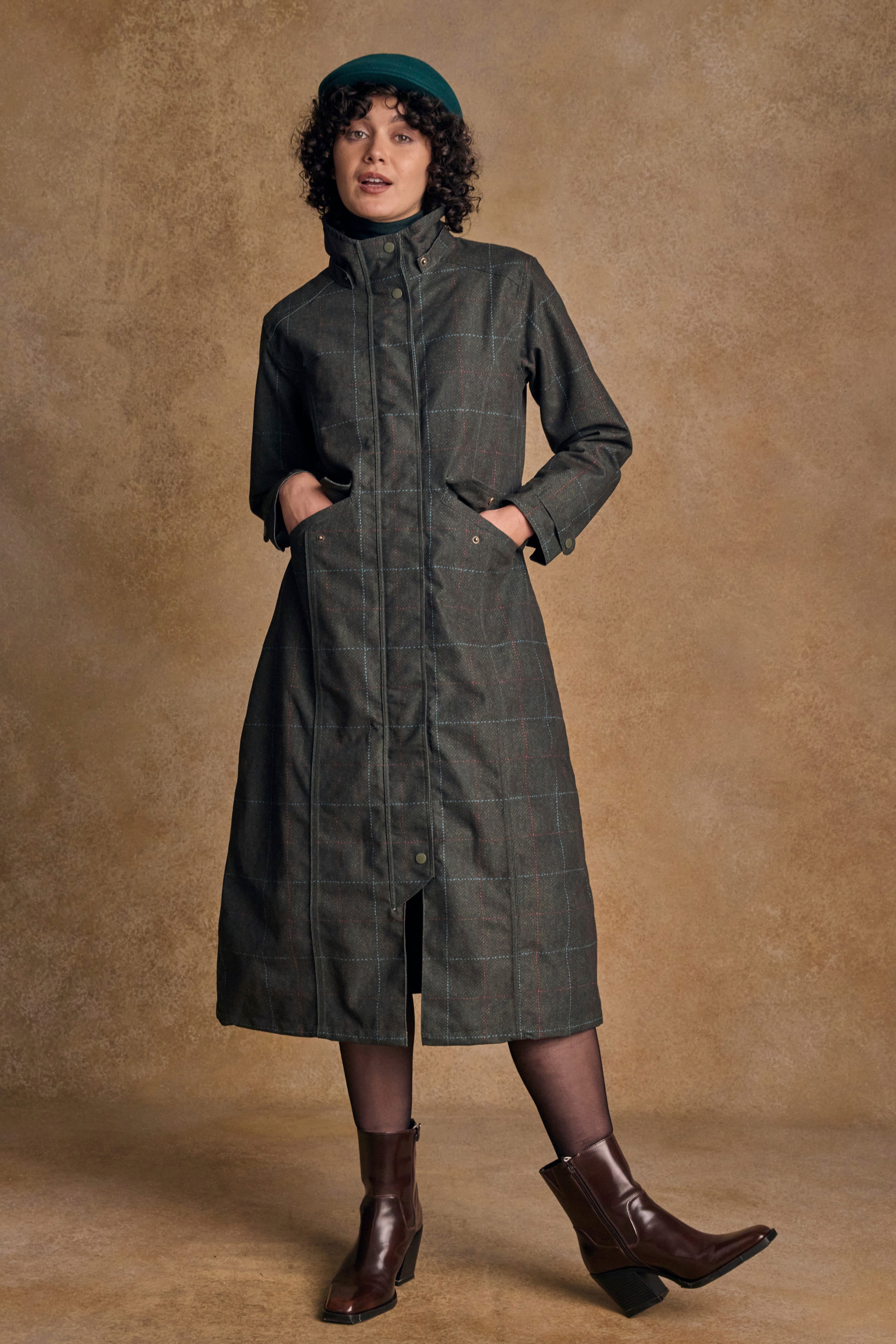 Long green waterproof coat online