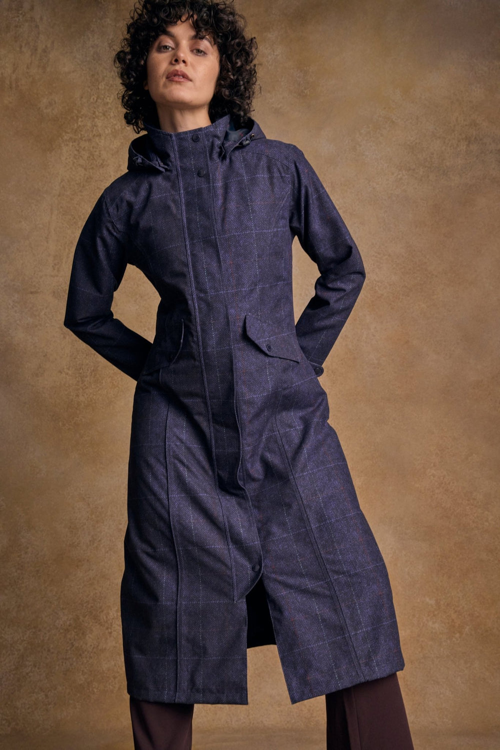 Sophia Waterproof Jacket - Navy Windowpane