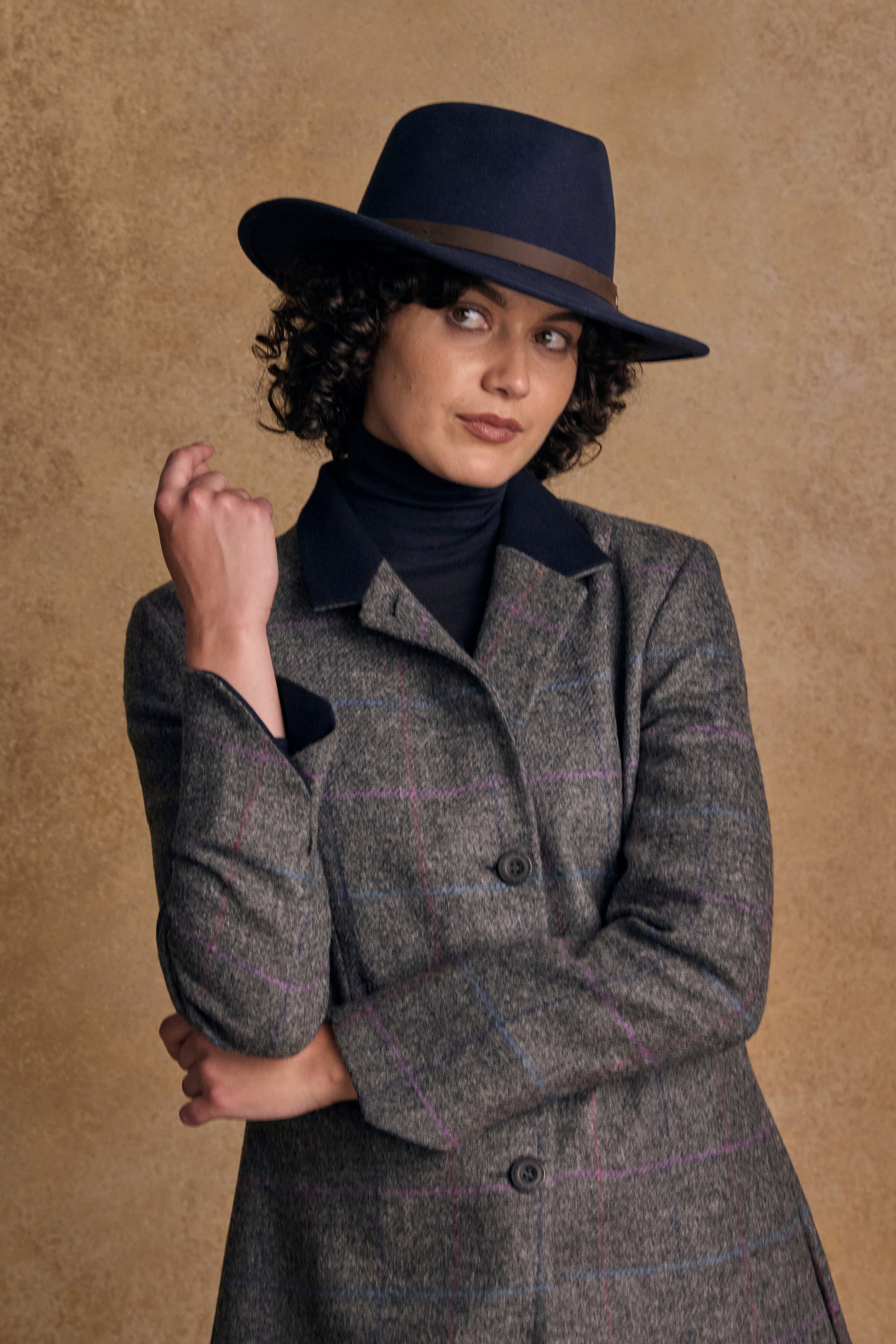 Isabella Tweed Coat - Grey Windowpane