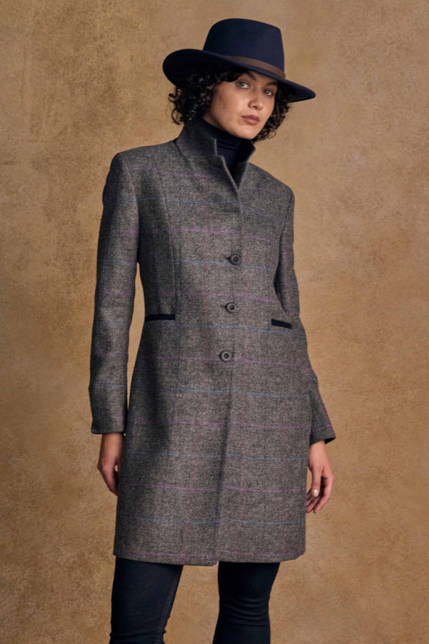 Jack Murphy Clothing - Isabella Tweed Coat - Grey Windowpane - Tweed