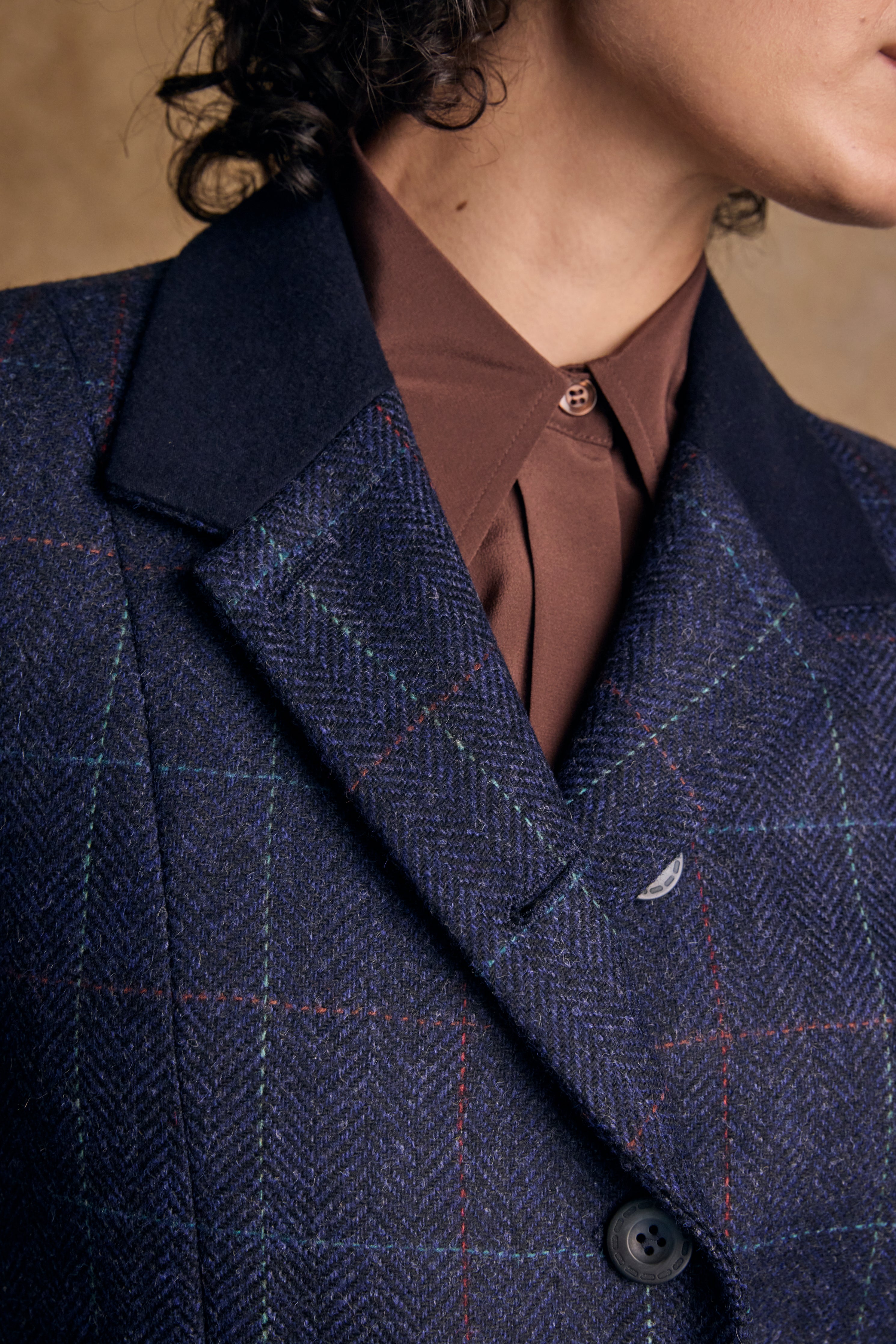 Isabella Tweed Coat - Navy Windowpane