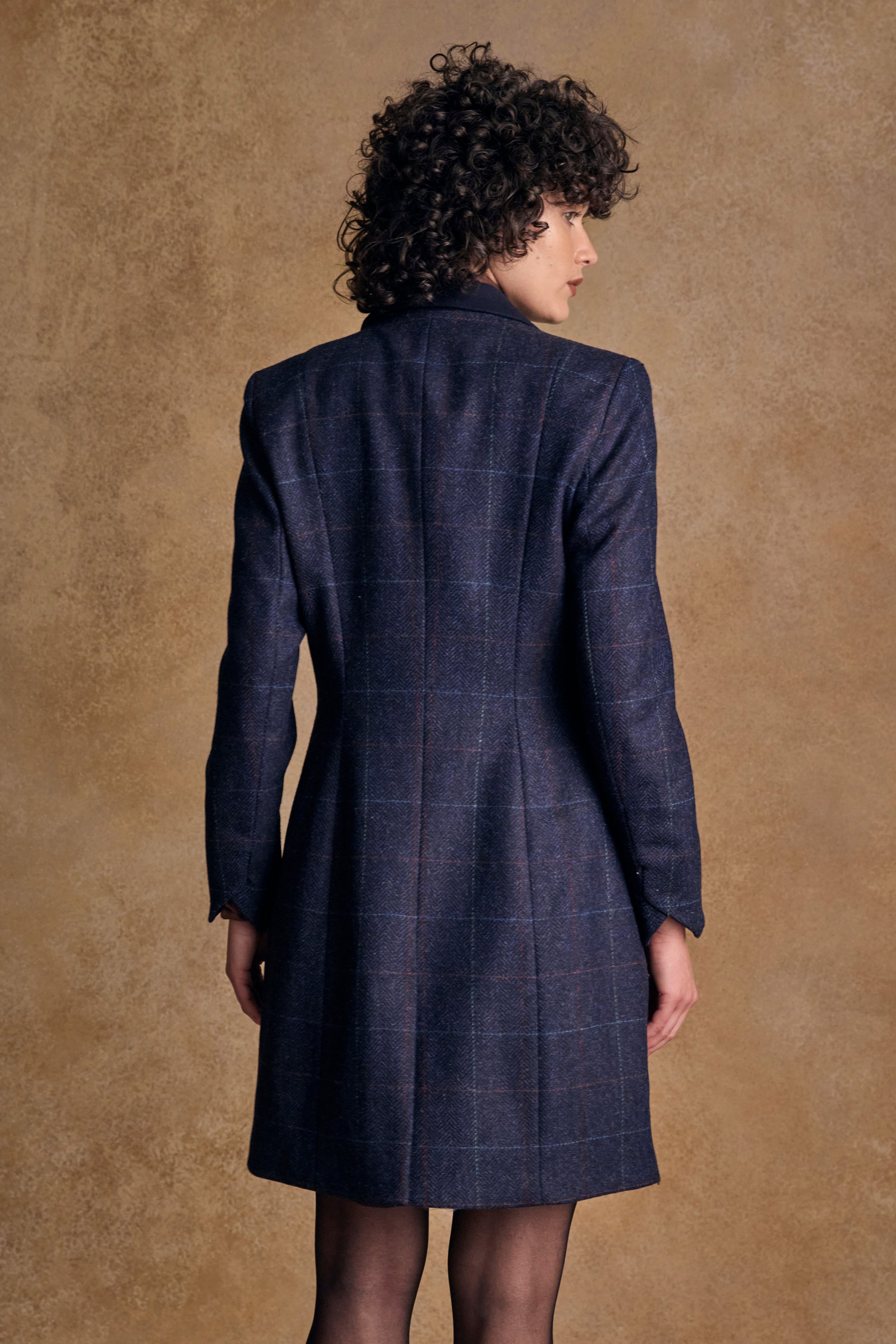 Isabella Tweed Coat - Navy Windowpane