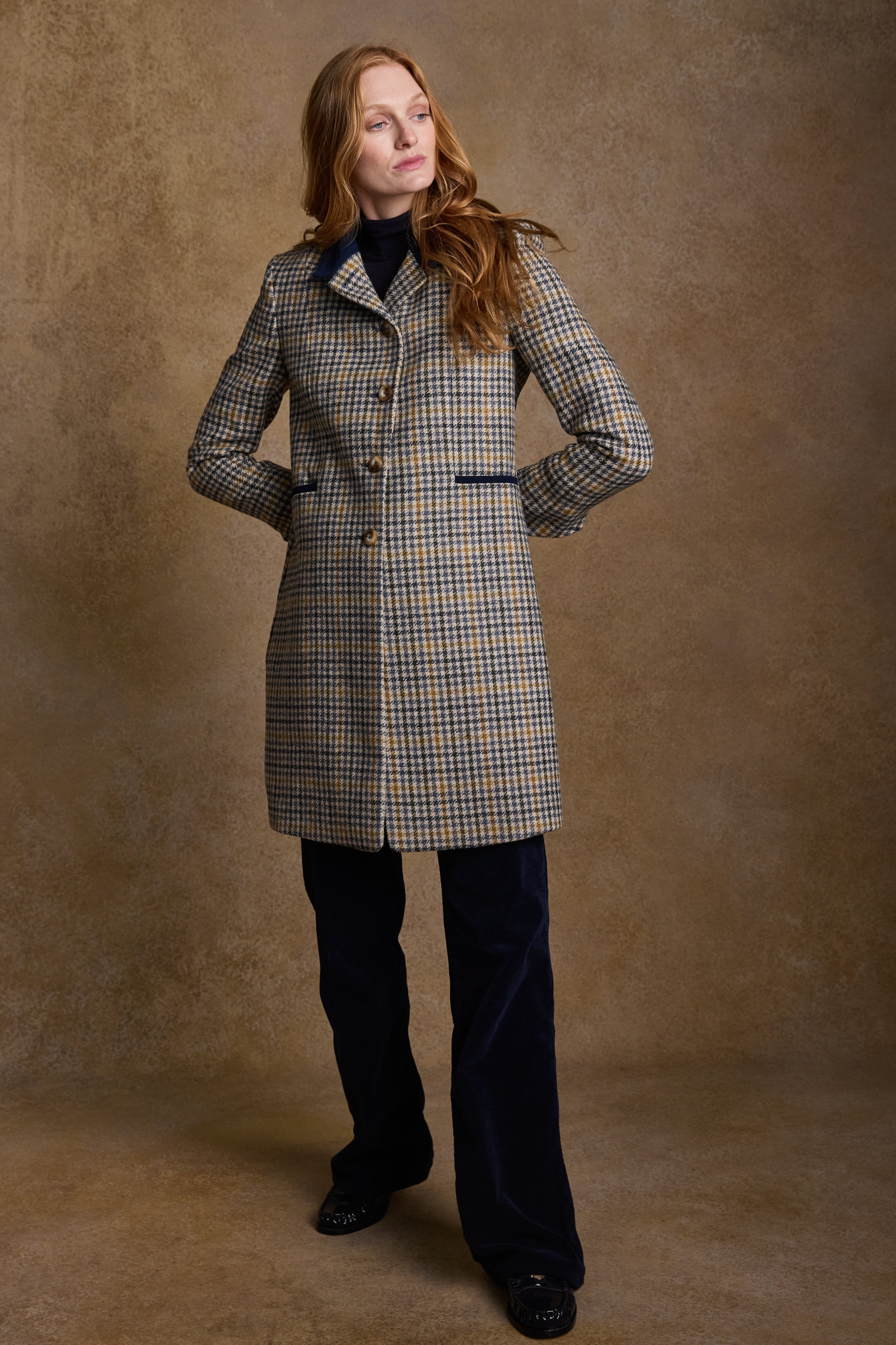 Isabella Tweed Coat - Saffron Cobalt Blue