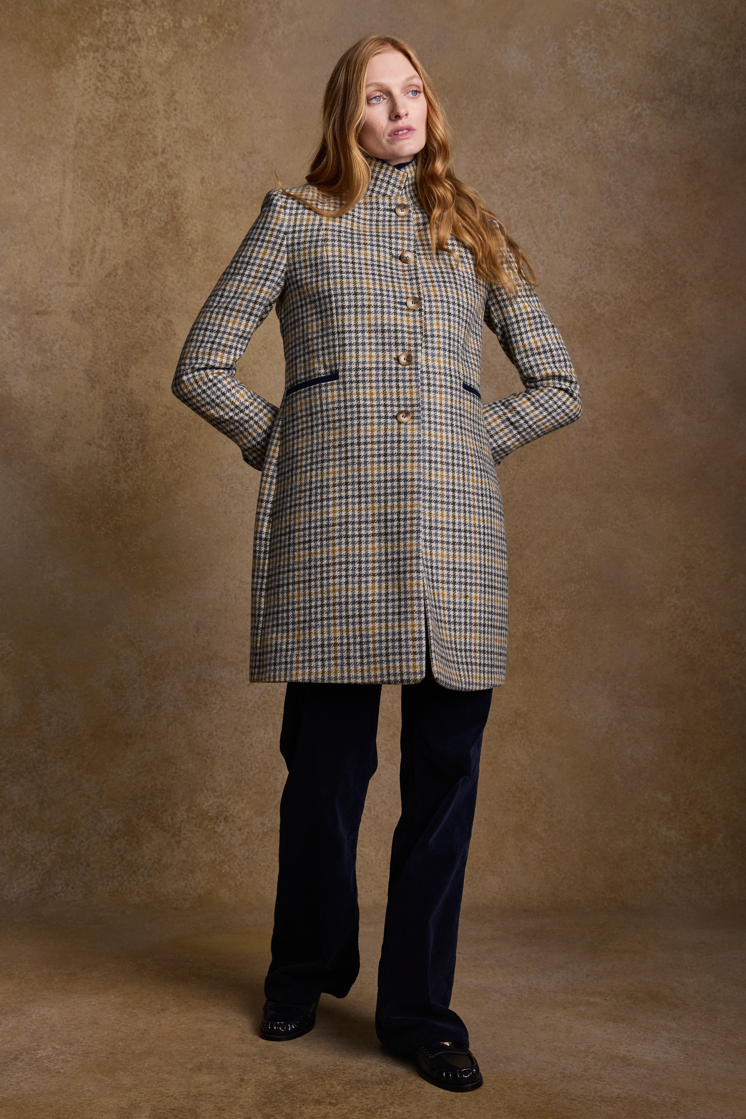 Isabella Tweed Coat - Saffron Cobalt Blue