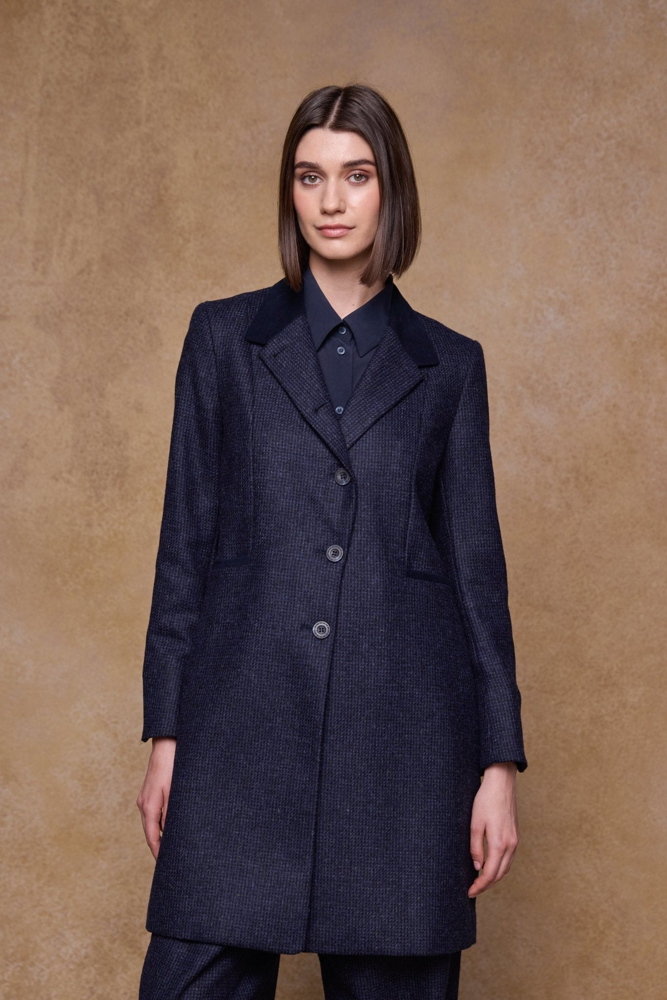 Jack Murphy Clothing - Isabella Tweed Coat - Imperial Blue - Tweed