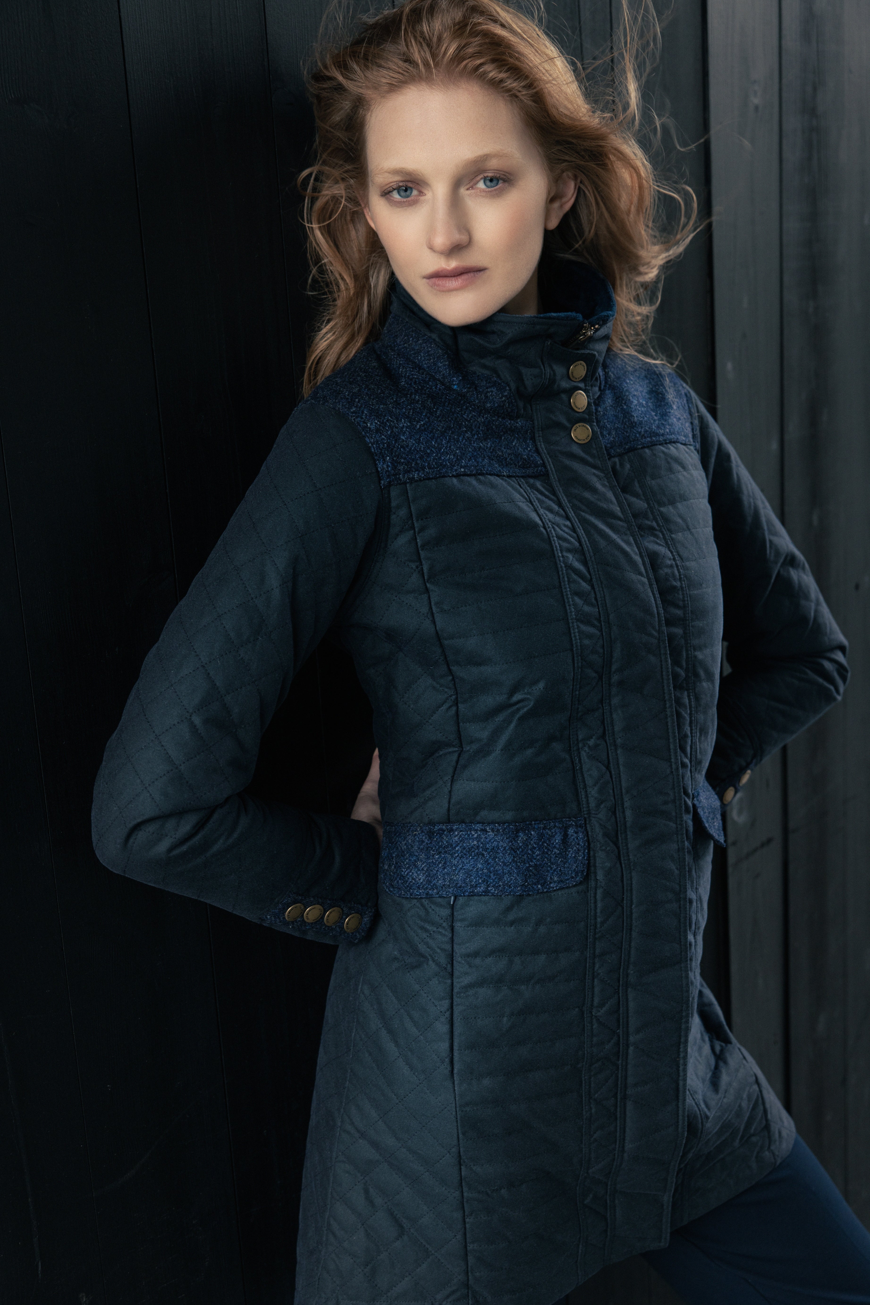 Jodie Wax Coat -  Navy