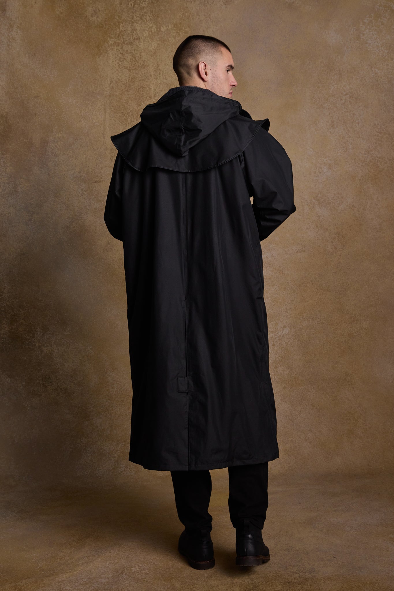 Black hooded waterproof coat on sale