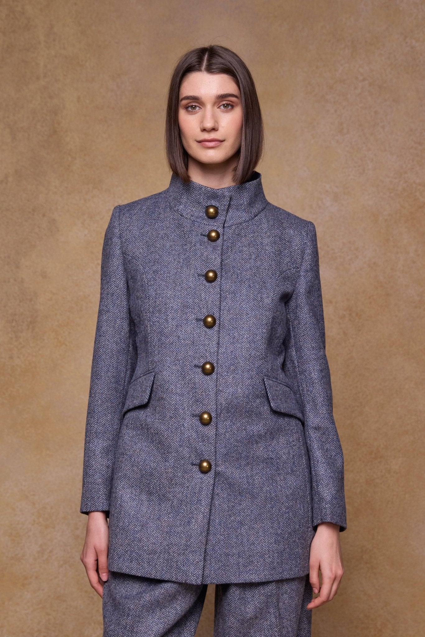 Jack Murphy Clothing - Lynn Tweed Coat - Denim Herringbone - Tweed