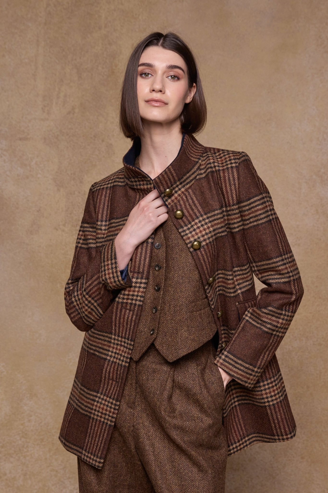 Jack Murphy Clothing - Lynn Tweed Coat - Tobacco Check - Tweed