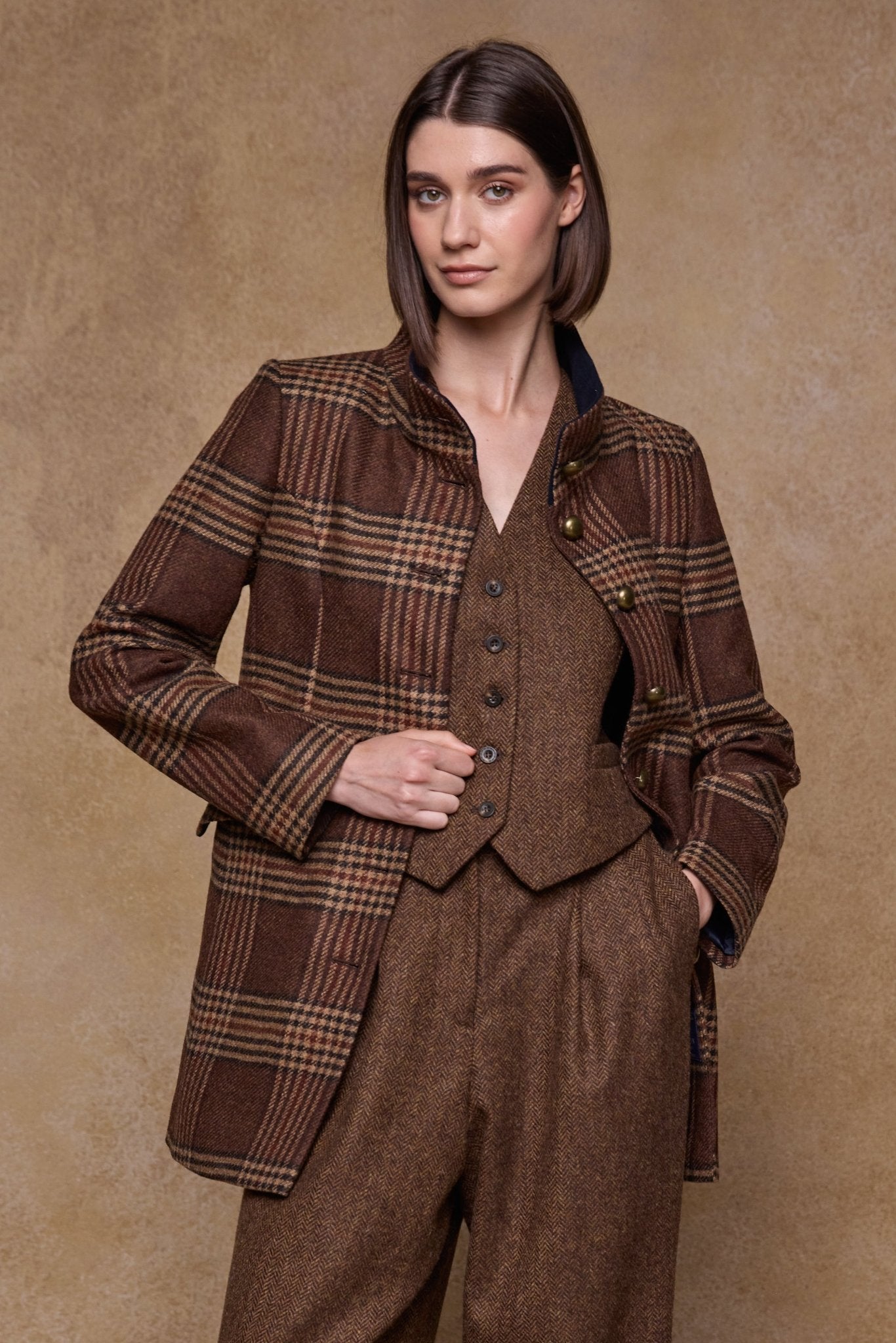 Jack Murphy Clothing - Lynn Tweed Coat - Tobacco Check - Tweed
