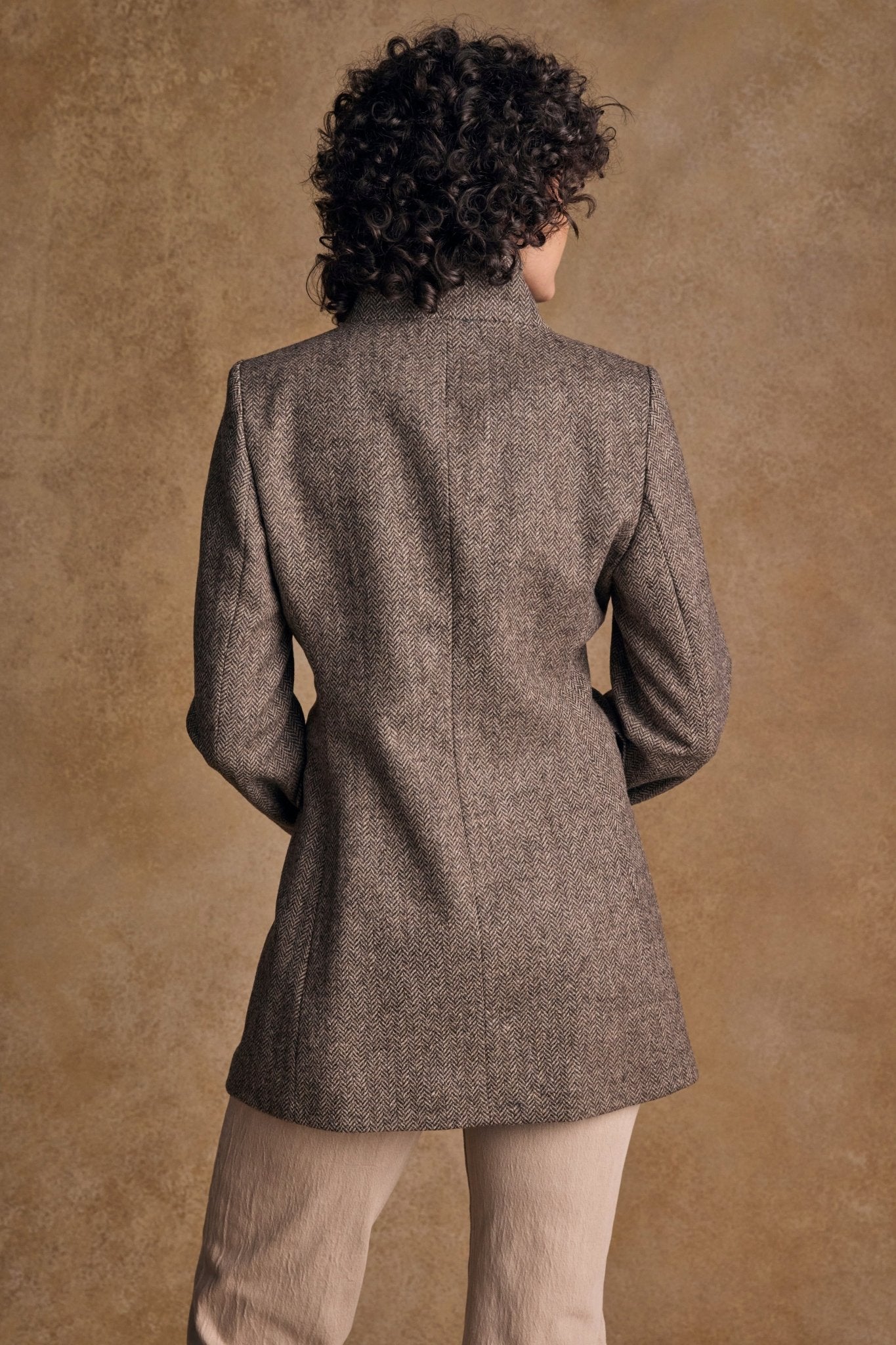 Jack Murphy Clothing - Lynn Tweed Coat - Light Tan Herringbone - Tweed