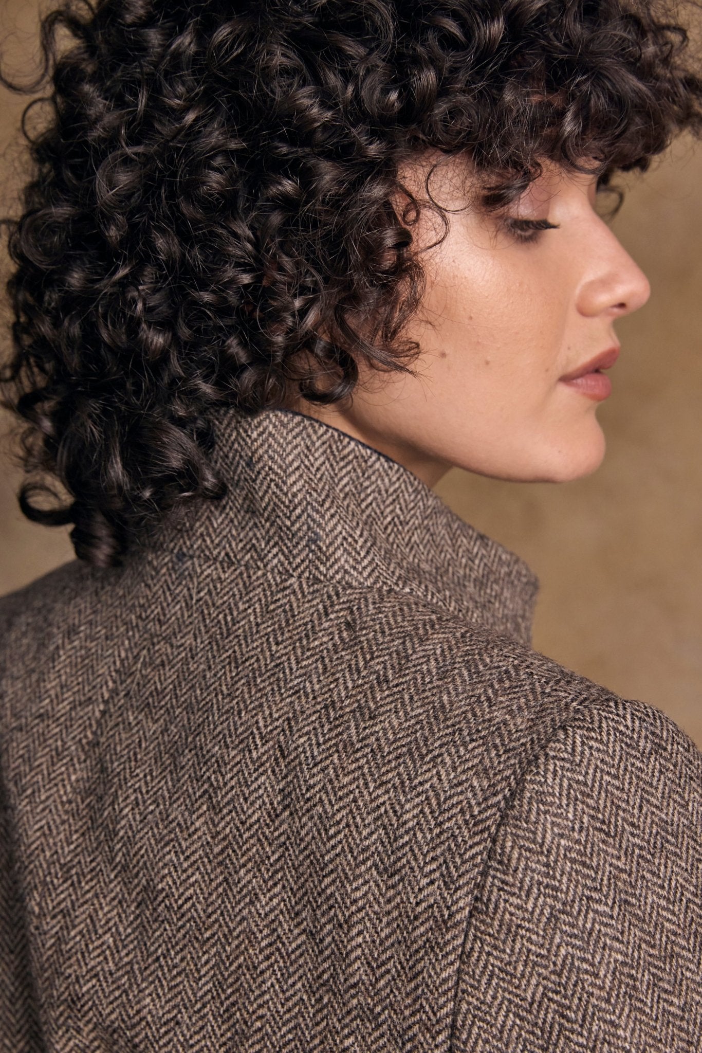 Jack Murphy Clothing - Lynn Tweed Coat - Light Tan Herringbone - Tweed