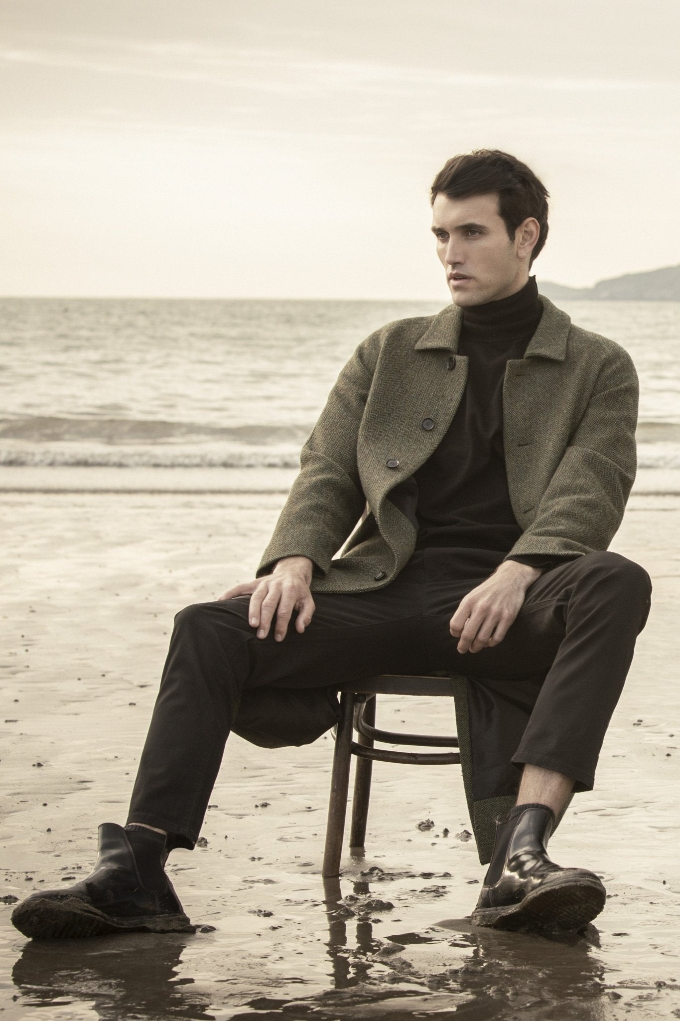 Jack Murphy Ireland - Sean Tweed Coat - Donegal Moss Herringbone - Tweed