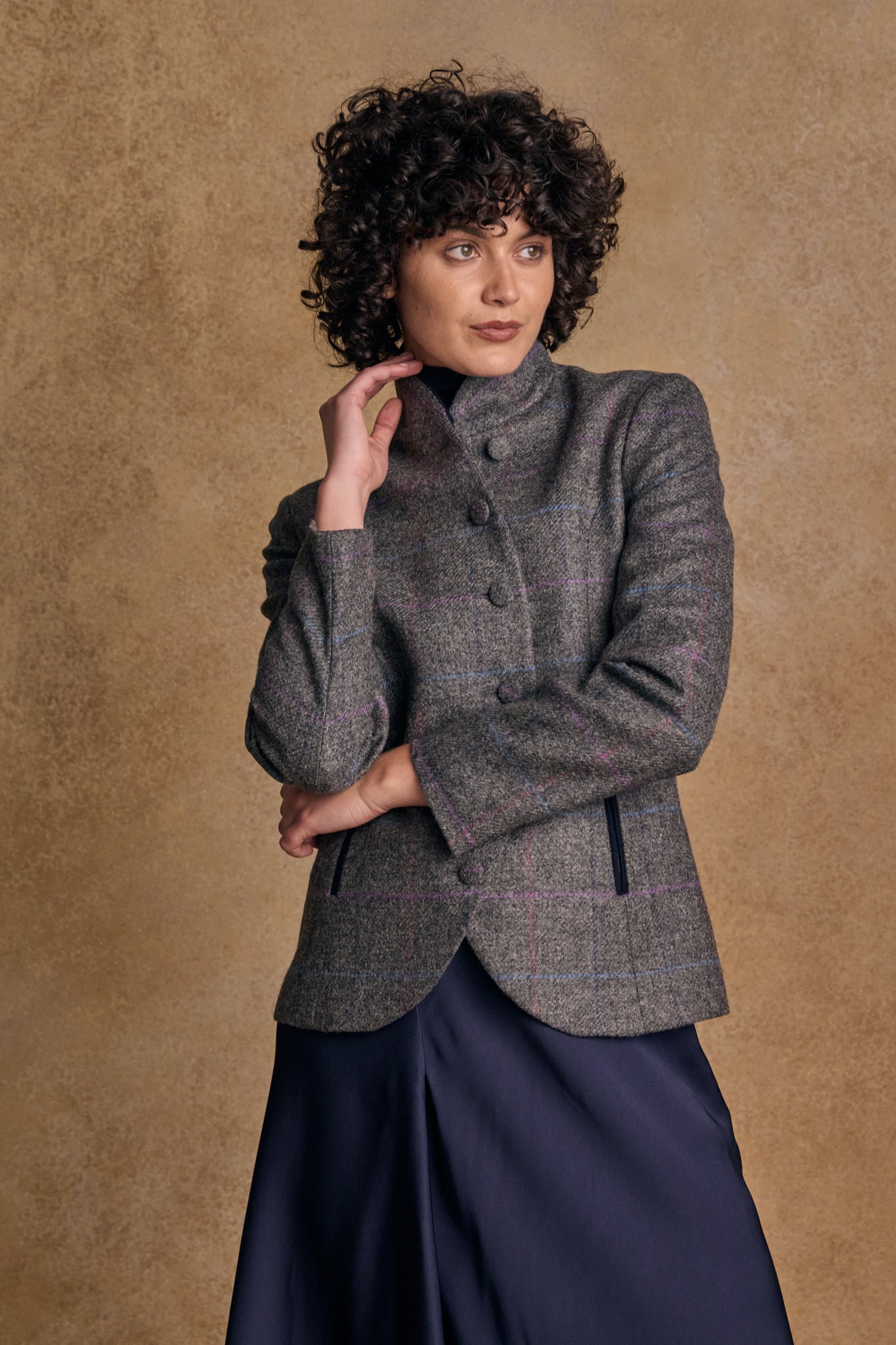 Nicole Tweed Jacket - Grey Windowpane