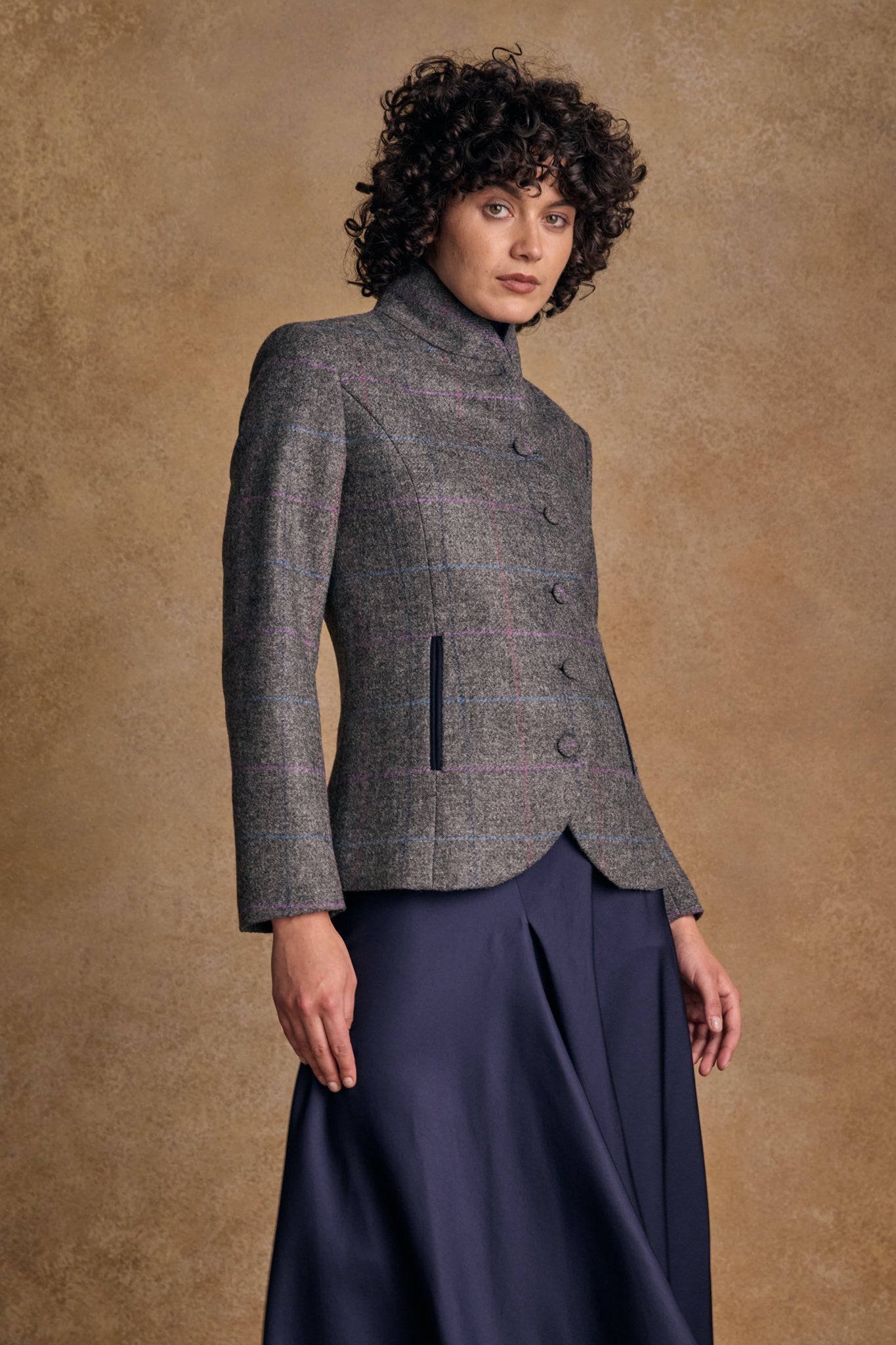 Nicole Tweed Jacket - Grey Windowpane