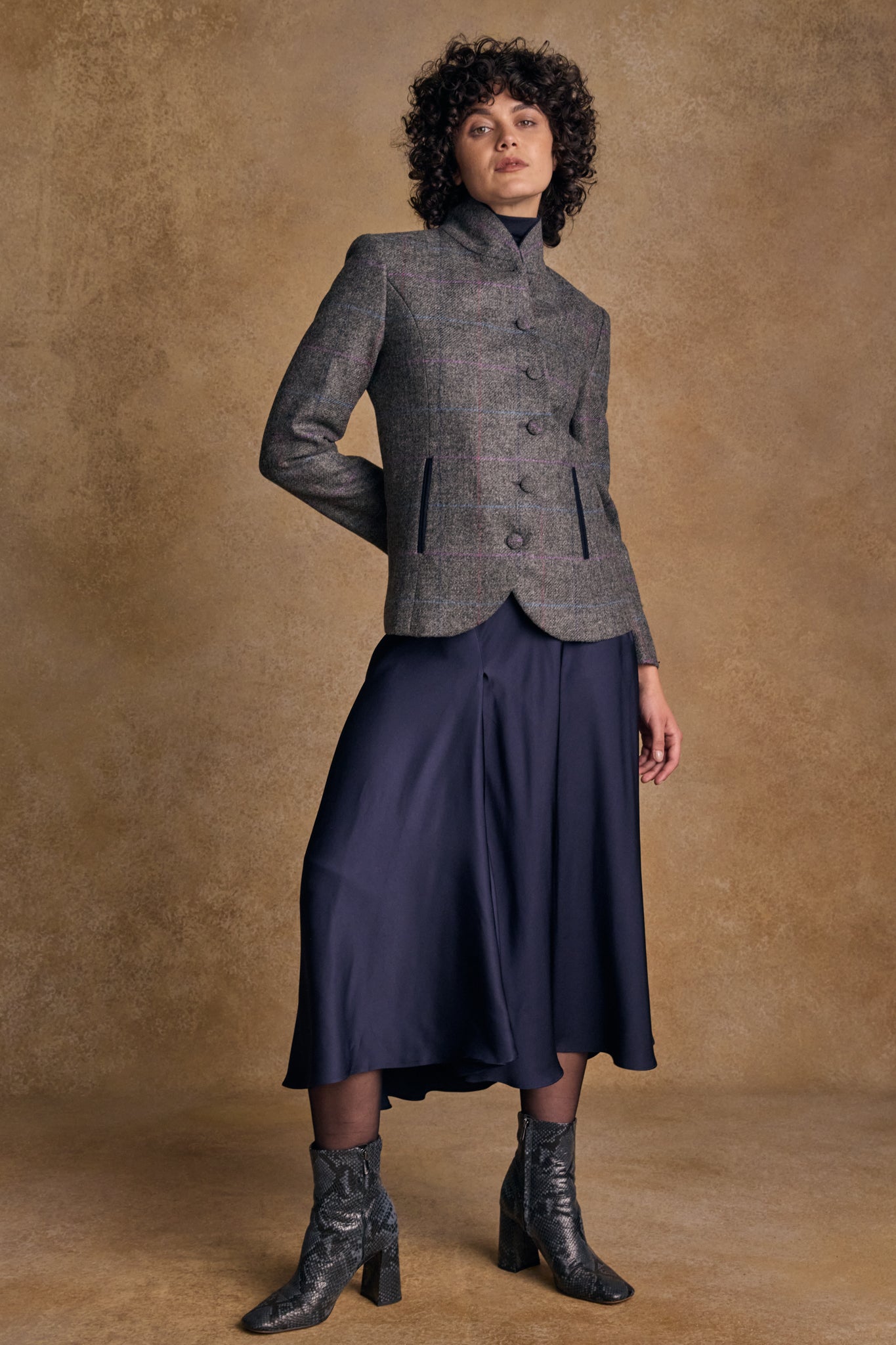 Nicole Tweed Jacket - Grey Windowpane