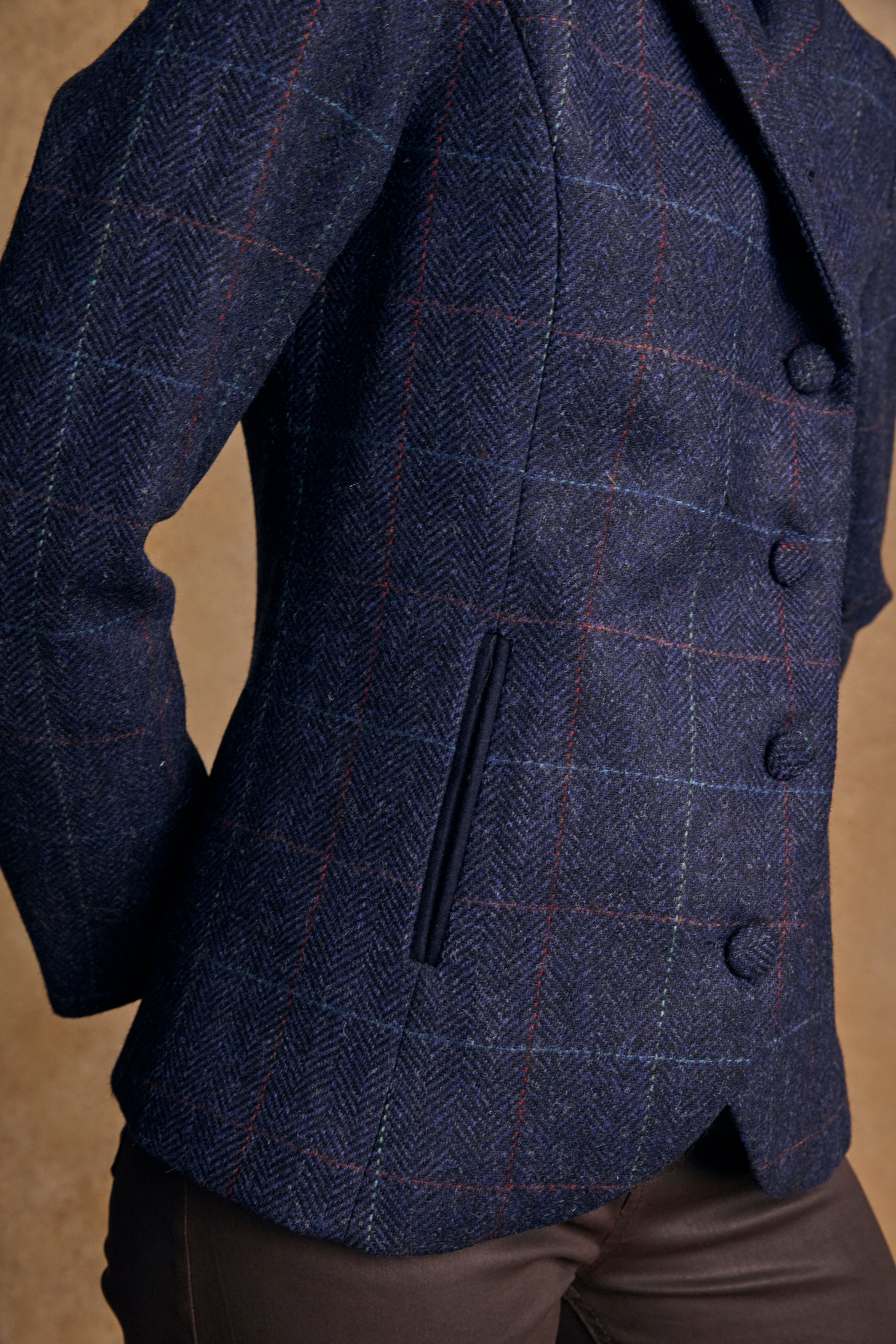 Nicole Tweed Jacket Navy Windowpane