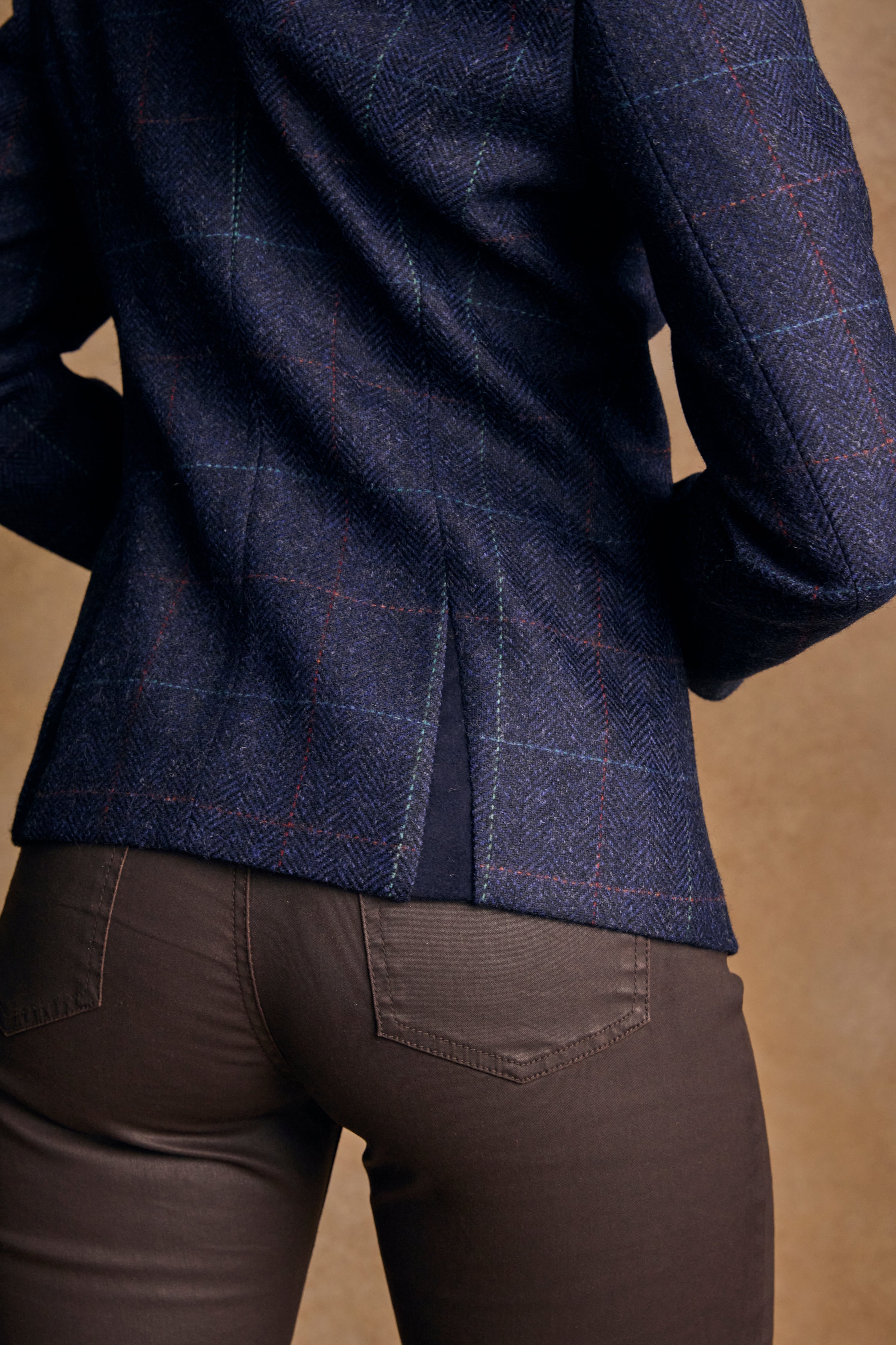 Nicole Tweed Jacket - Navy Windowpane