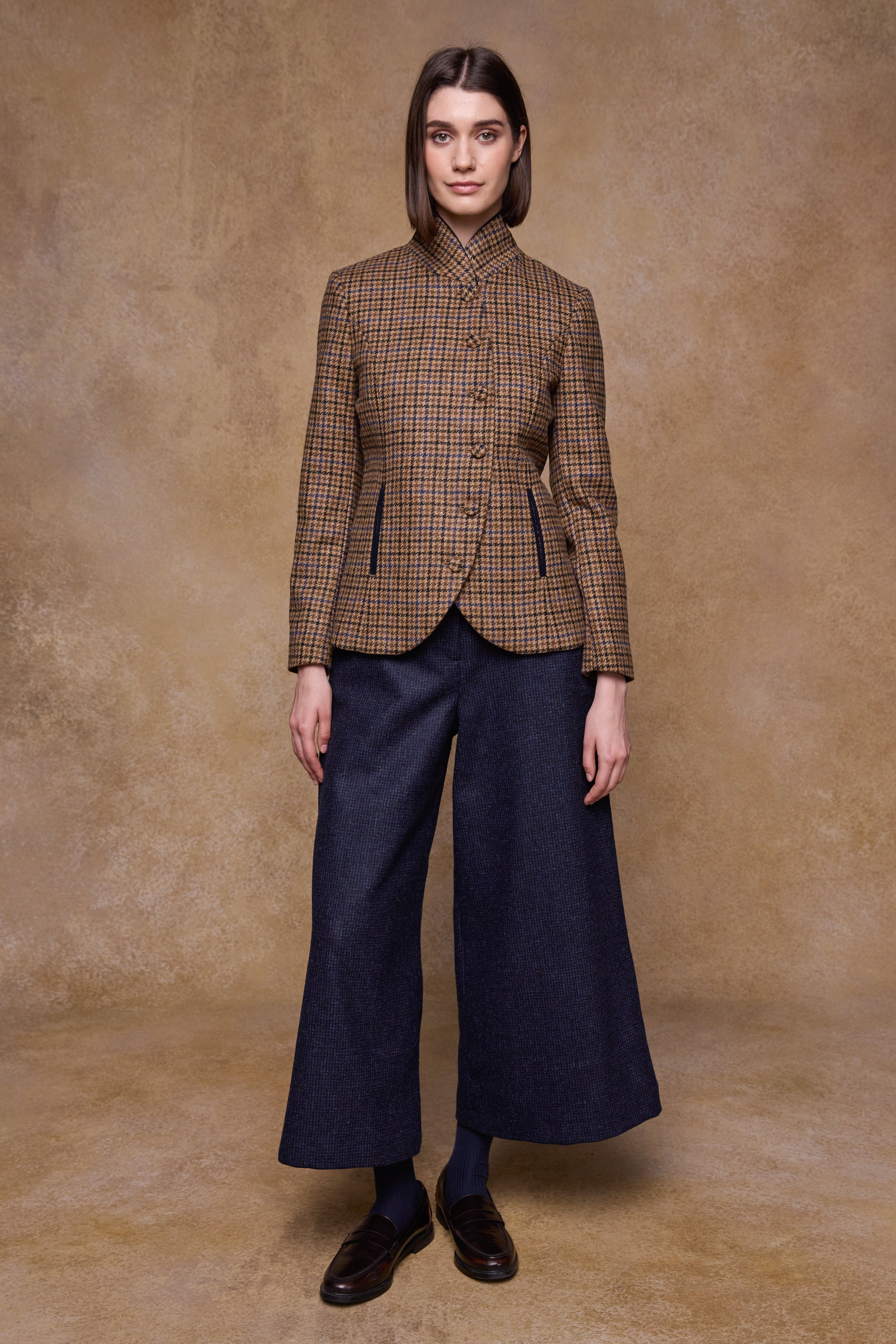 Enya Tweed-Culotte - Donegal Grey Herringbone