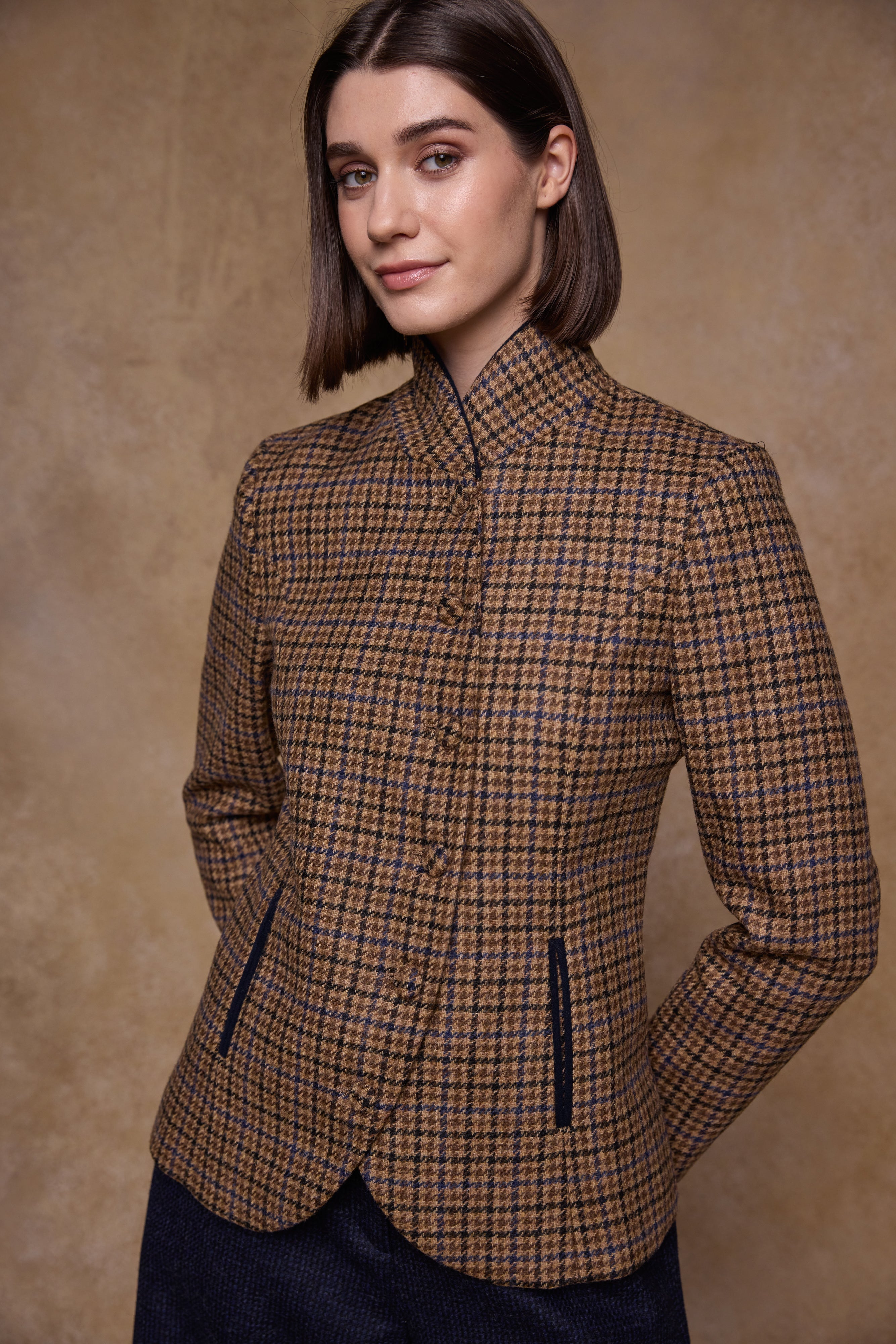 Nicole Tweed Jacket - Blue Driftwood Check