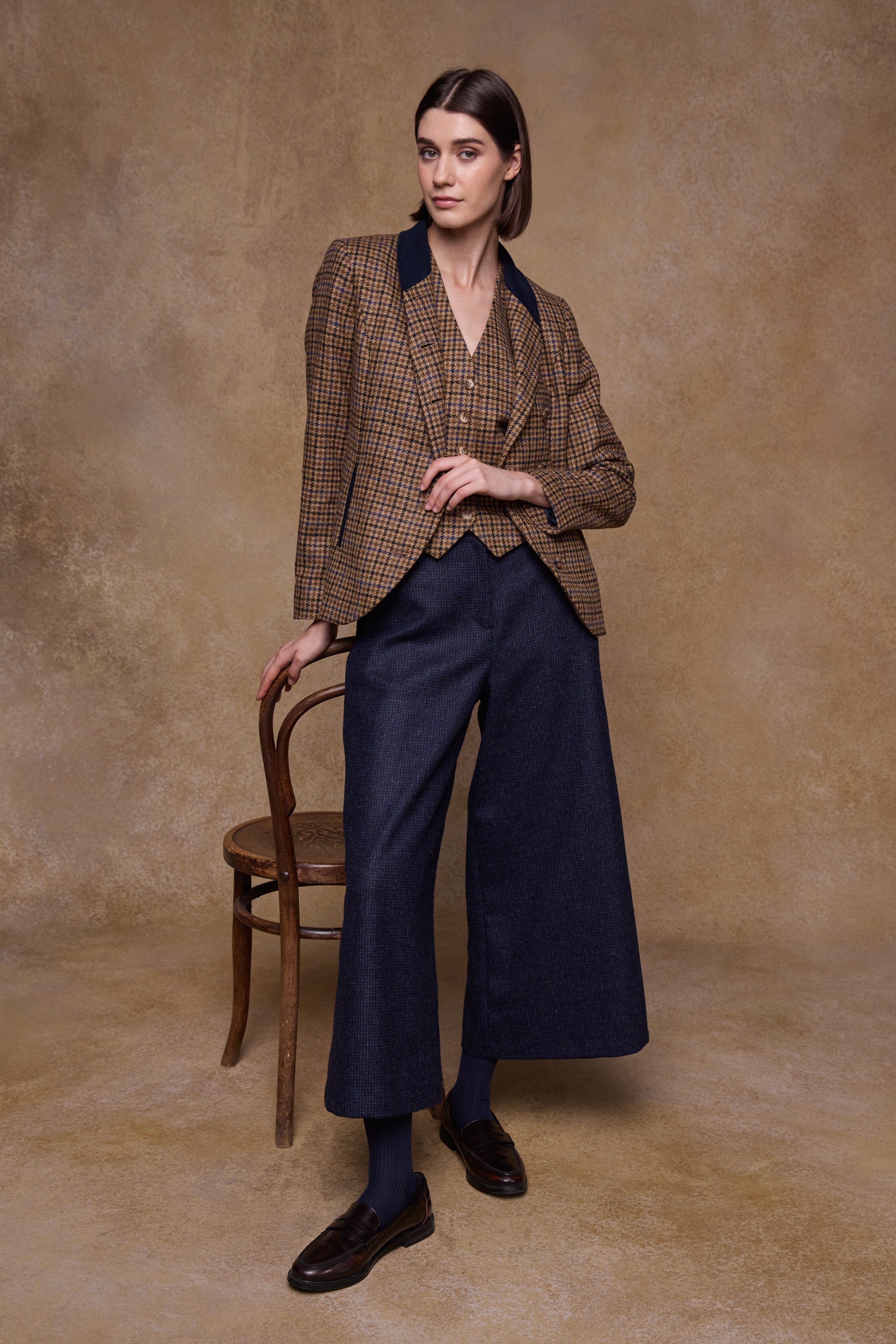 Nicole Tweed Jacket - Blue Driftwood Check