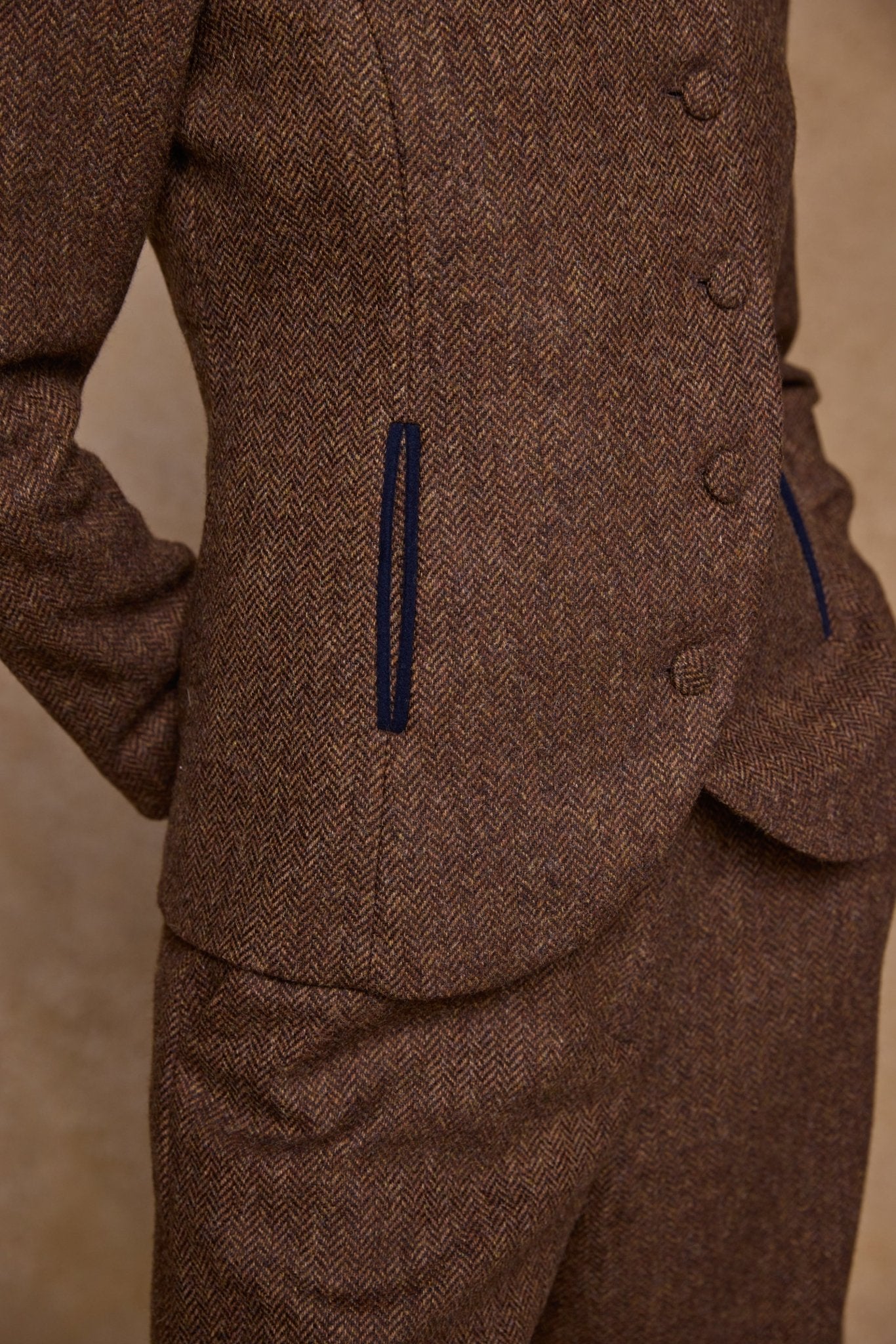 Jack Murphy Clothing - Nicole Tweed Jacket - Chestnut Herringbone - Tweed