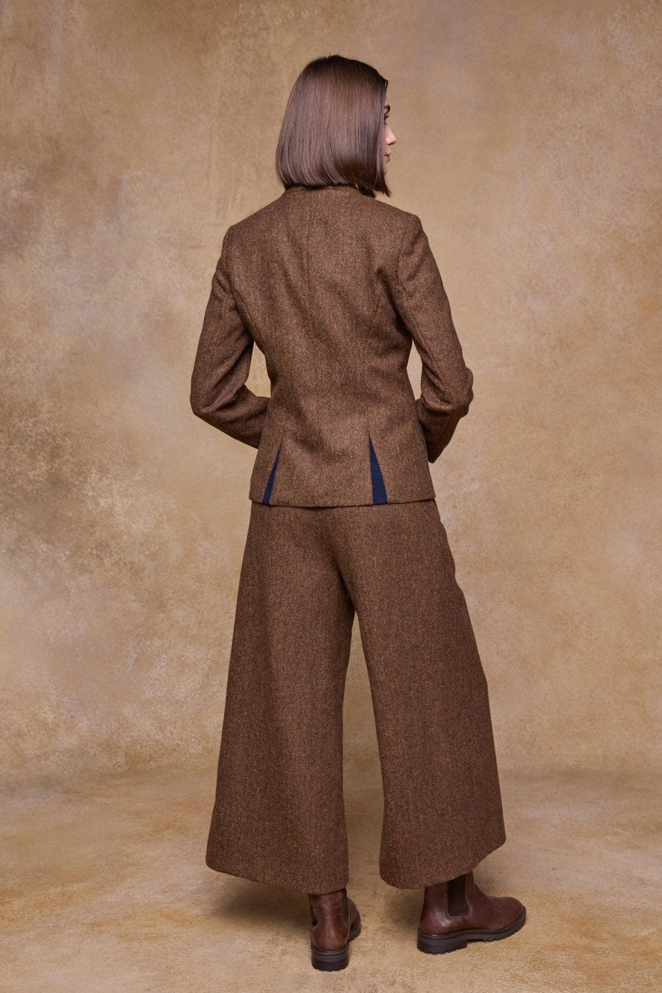 Jack Murphy Clothing - Enya Tweed Culottes - Chestnut Herringbone - Tweed