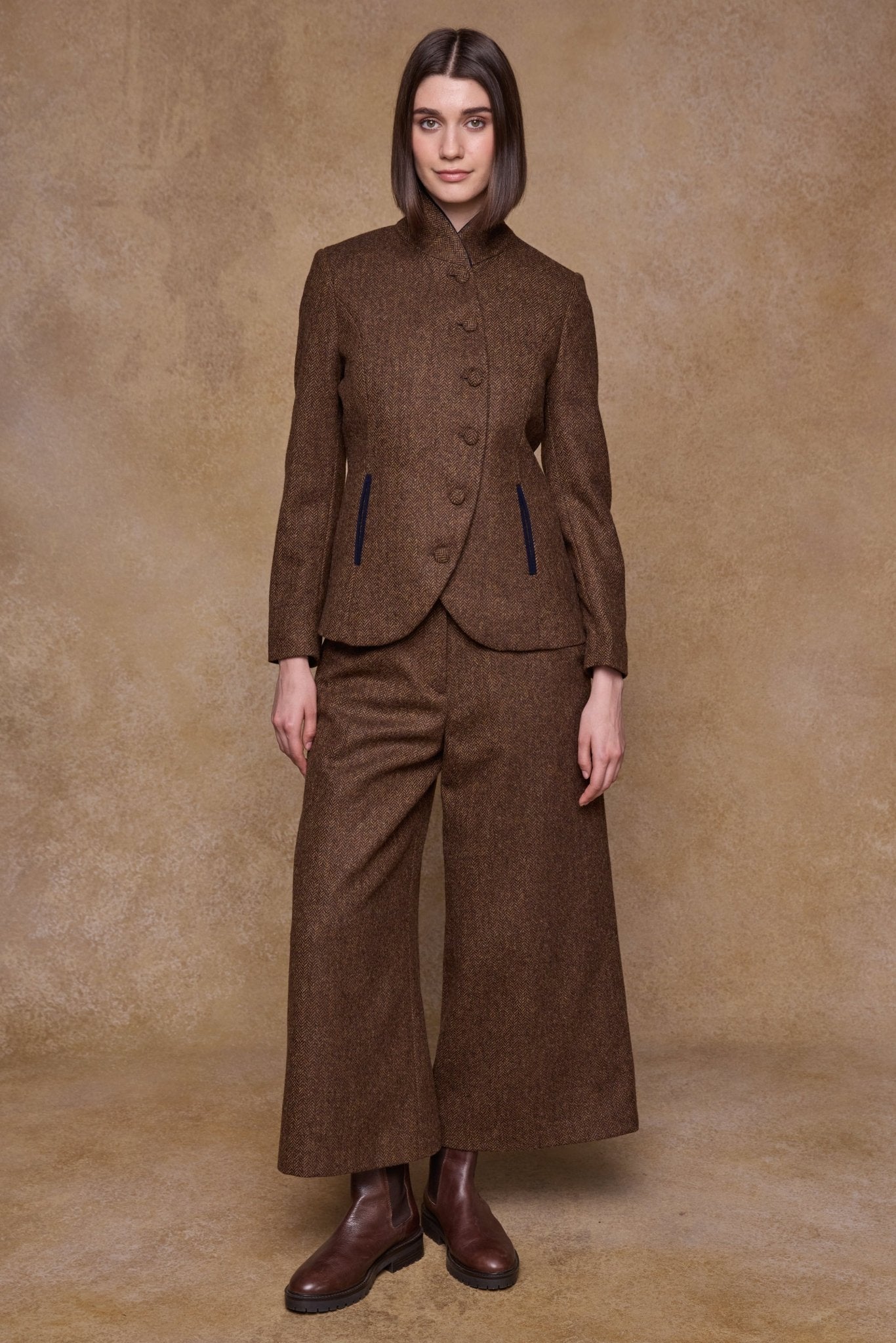 Jack Murphy Clothing - Nicole Tweed Jacket - Chestnut Herringbone - Tweed