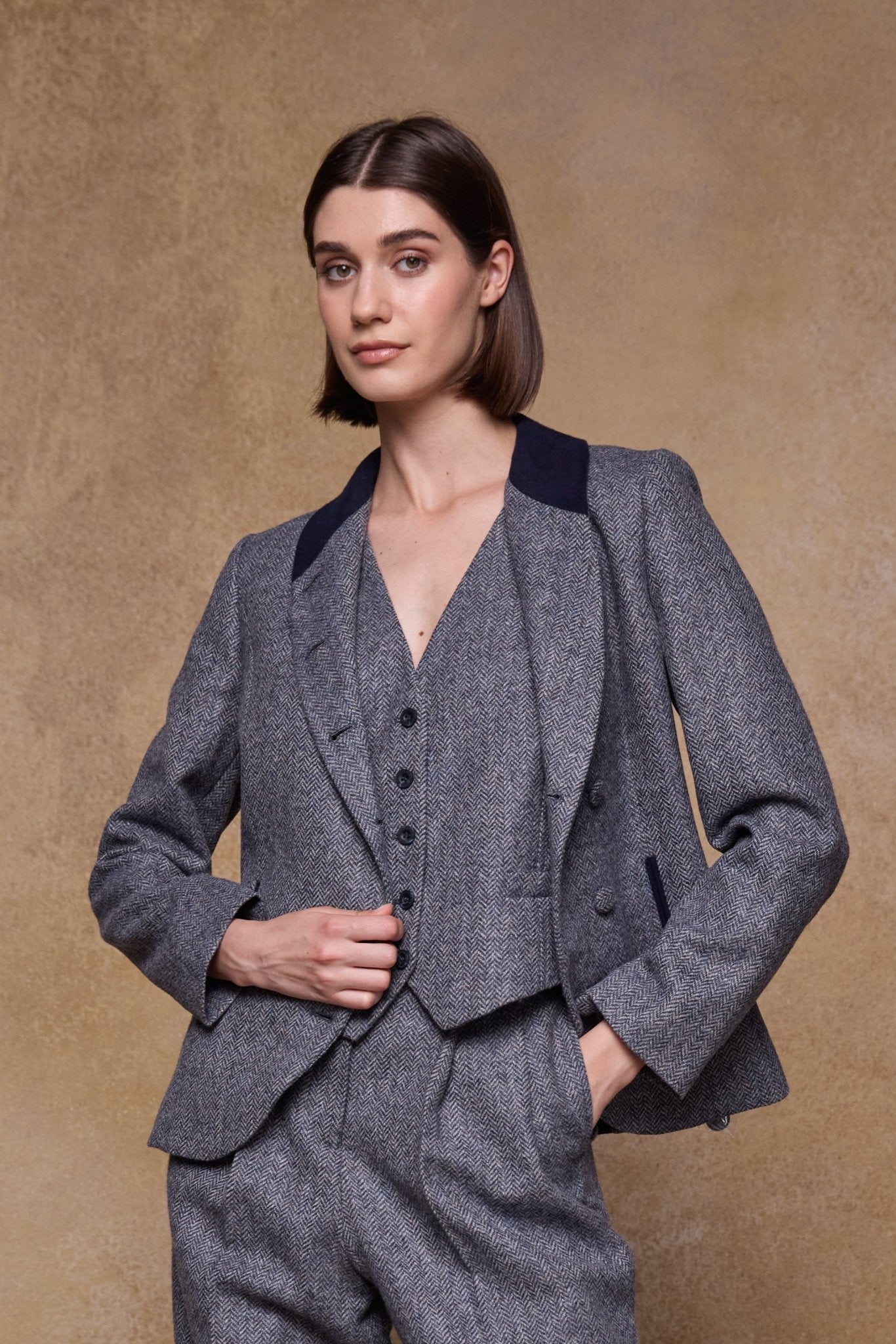 Jack Murphy Ireland - Nicole Tweed Jacket - Denim Herringbone - Tweed